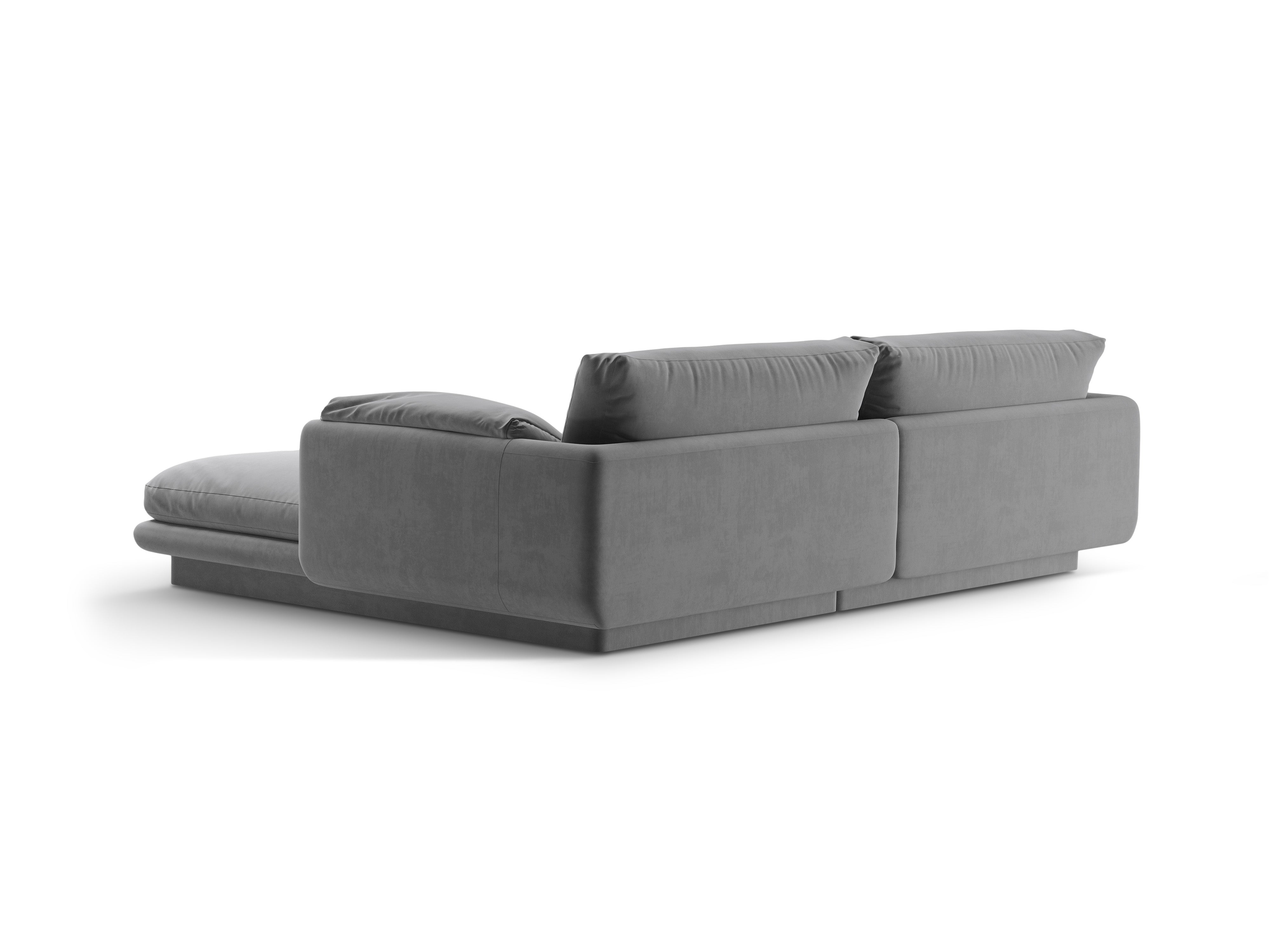 Velours hoekbank 3-zits links TORINO lichtgrijs