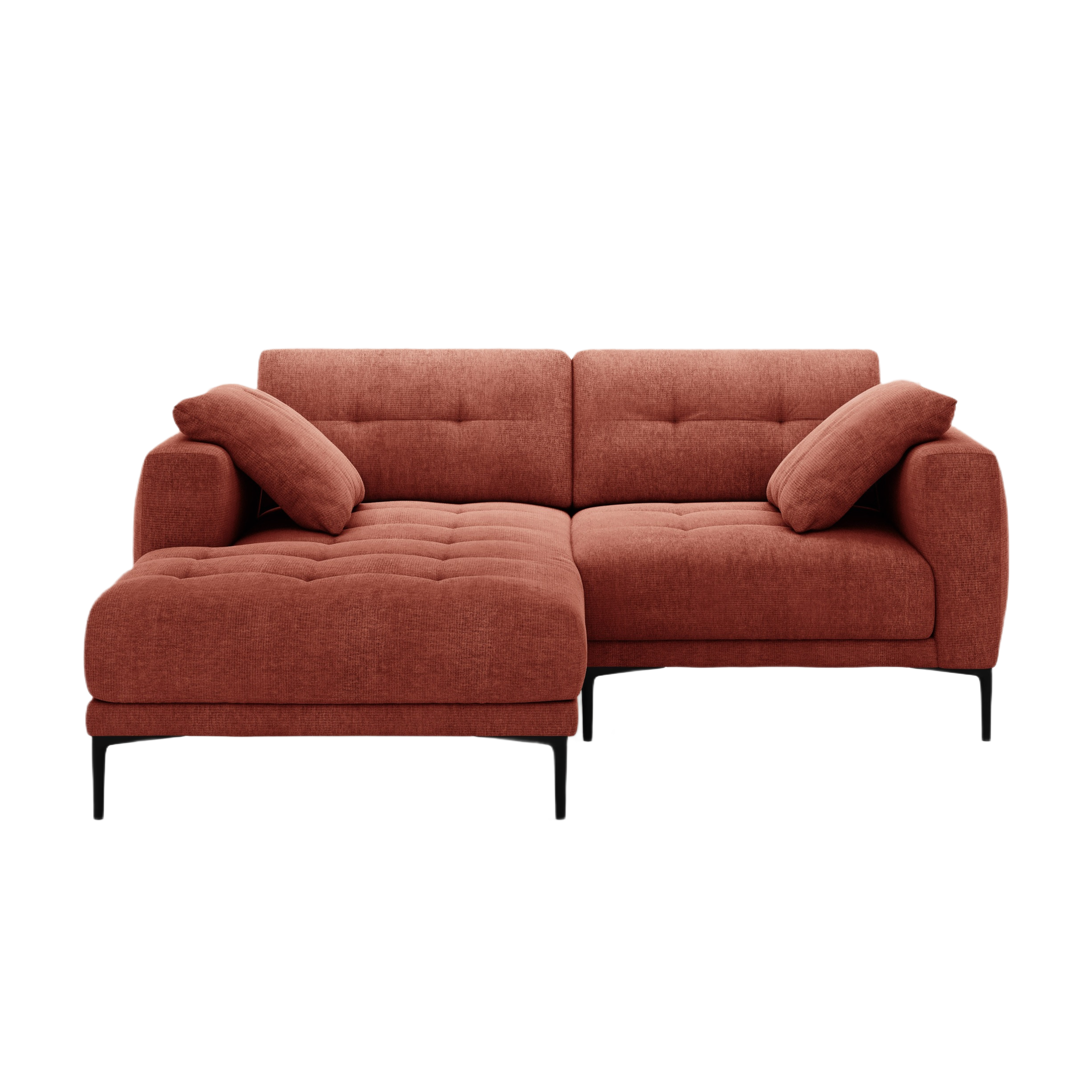 Ecksofa links BEMY korallenfarbener Chenille