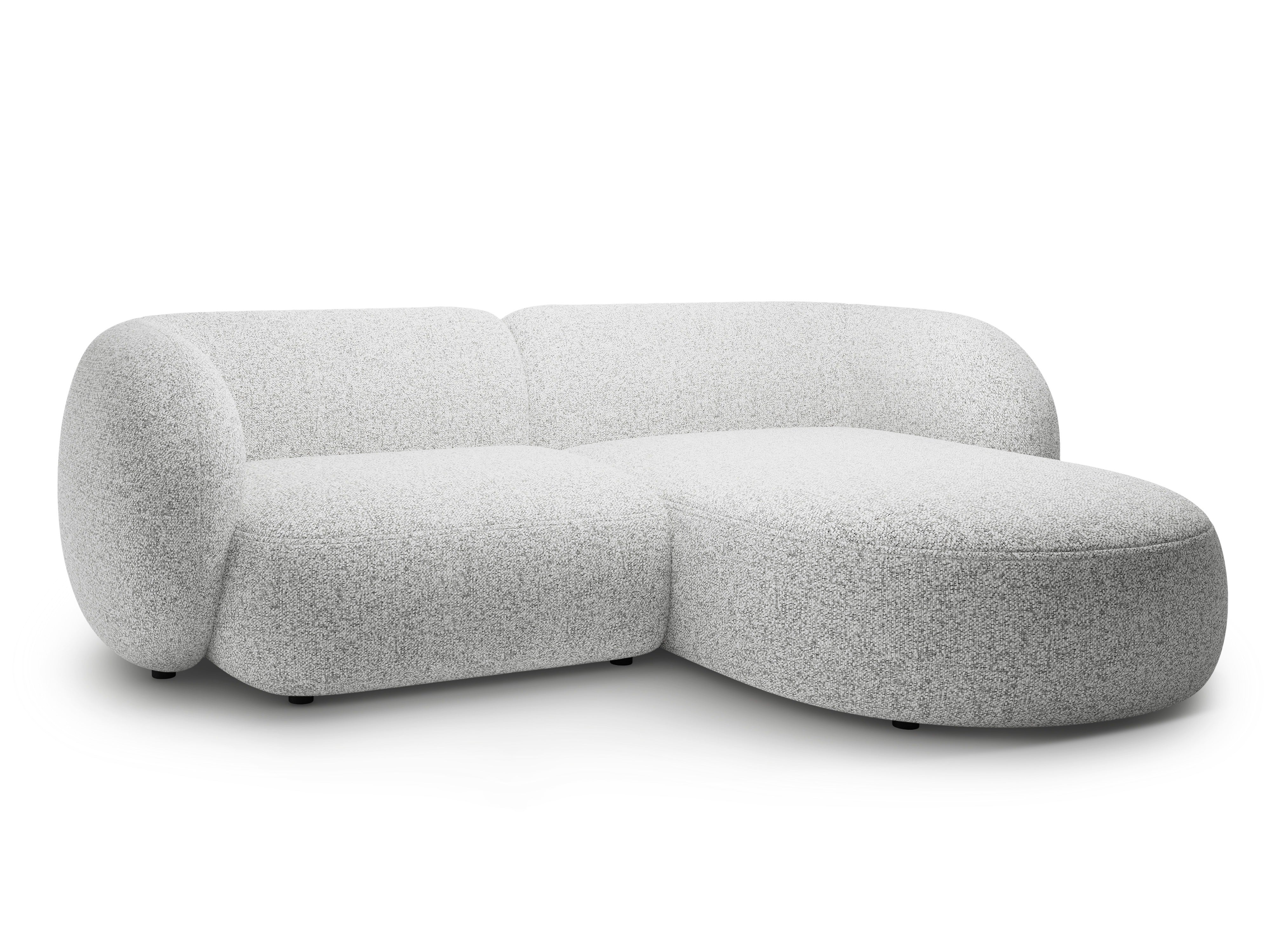 Rechthoekige 2-zits hoekbank KATE lichtgrijs gemêleerd