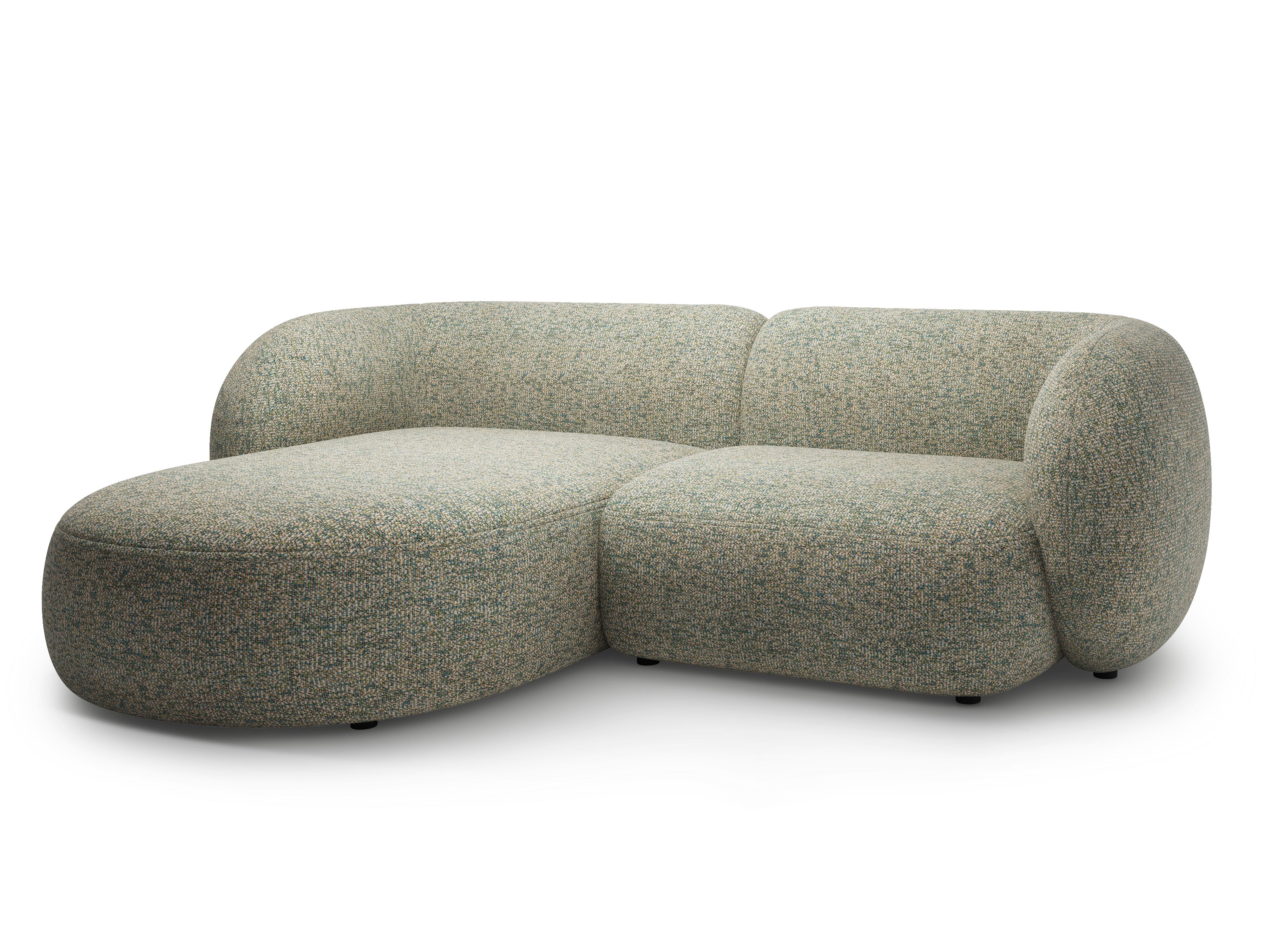 Left-sided 2-seater corner sofa KATE light green mélange