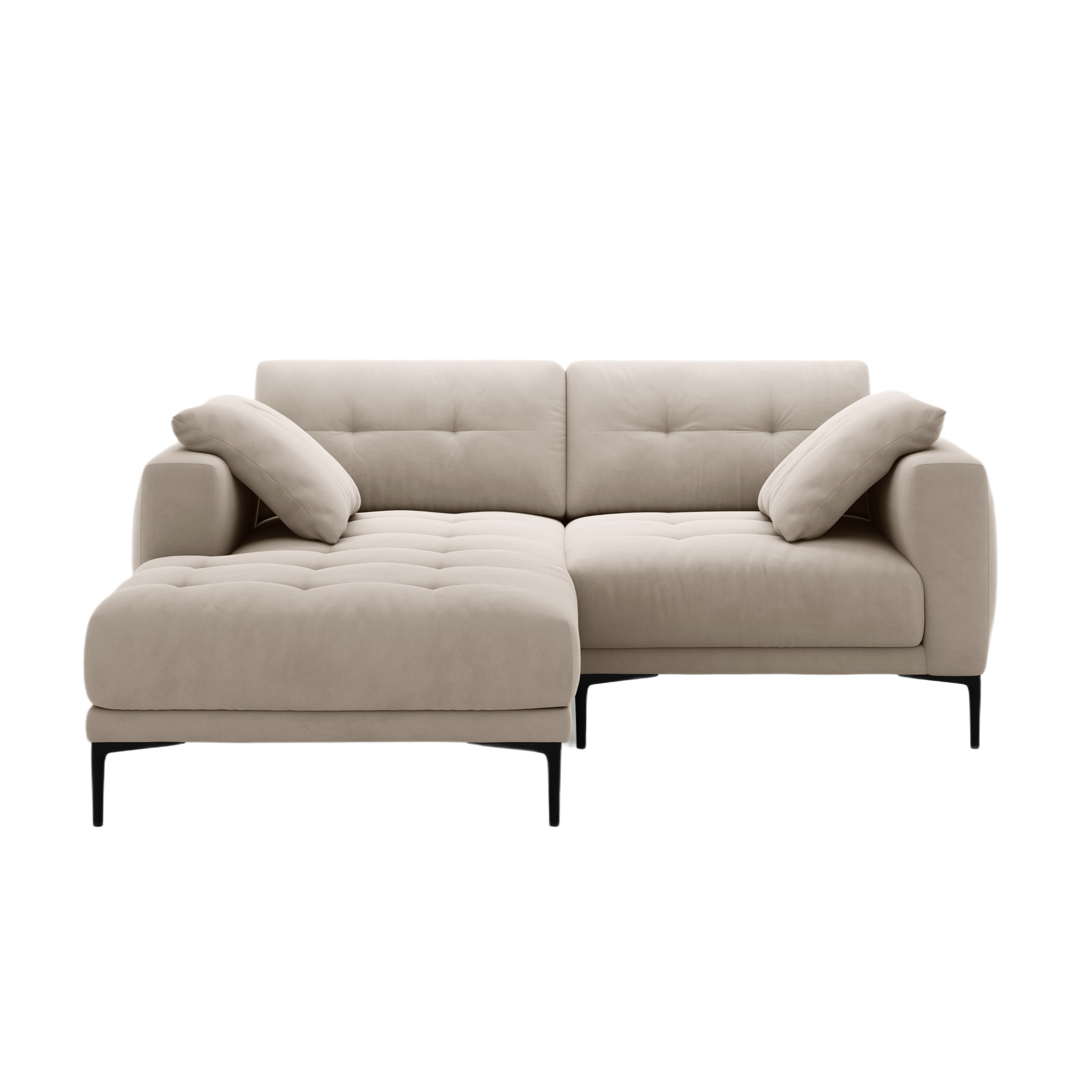 Ecksofa linksseitig aus Samt BEMY beige