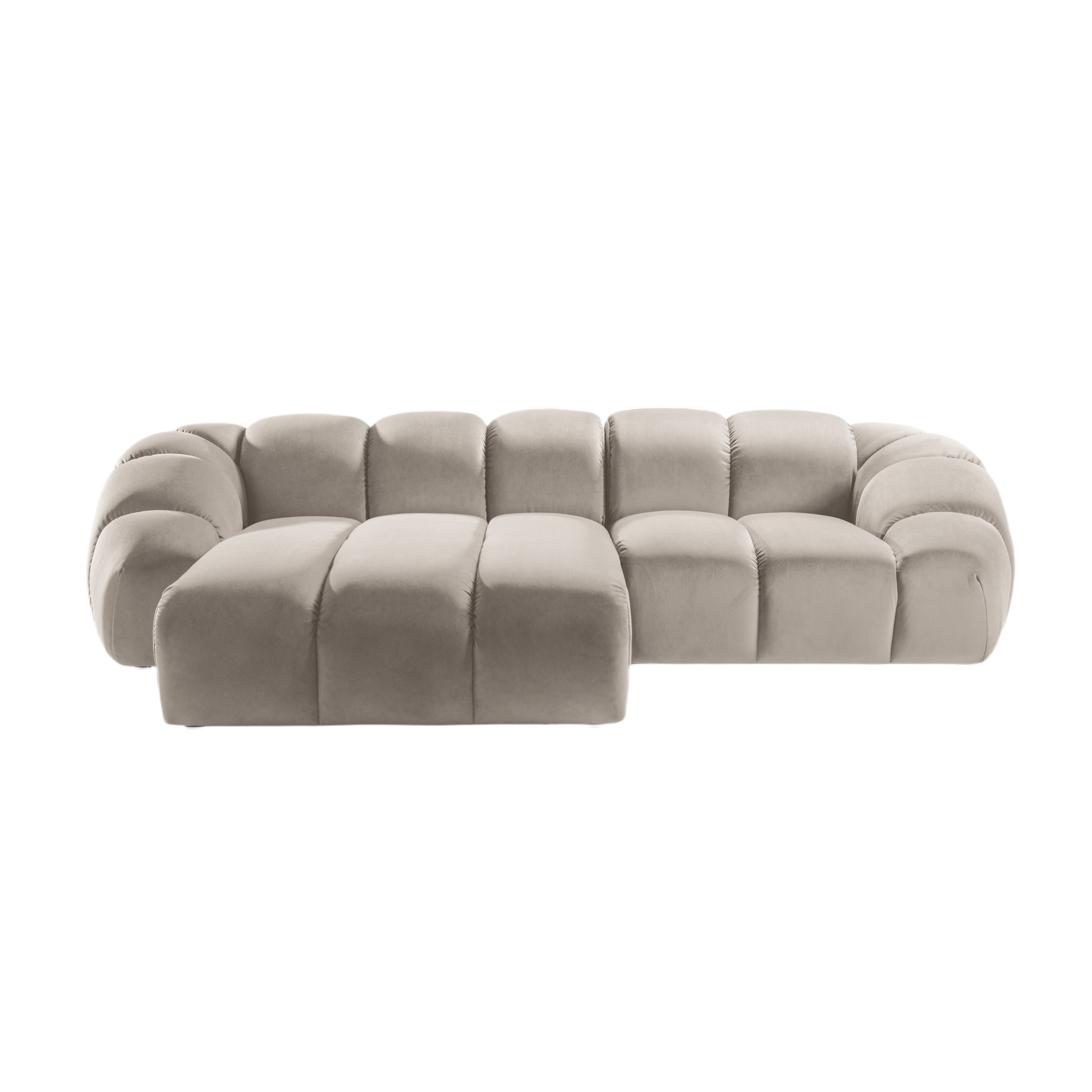 Fluwelen 3-zits hoekbank links DIANA beige