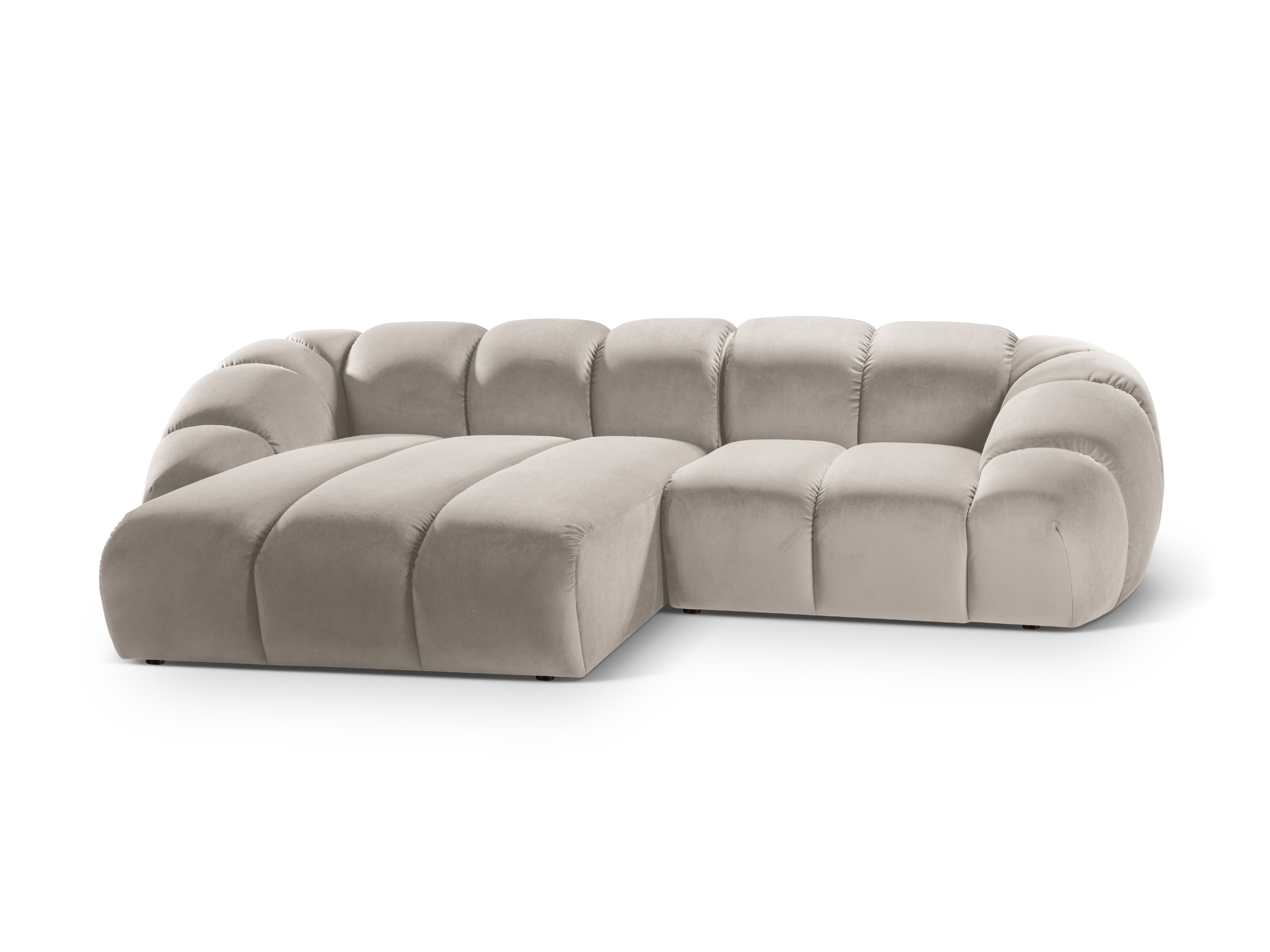 Fluwelen 3-zits hoekbank links DIANA beige