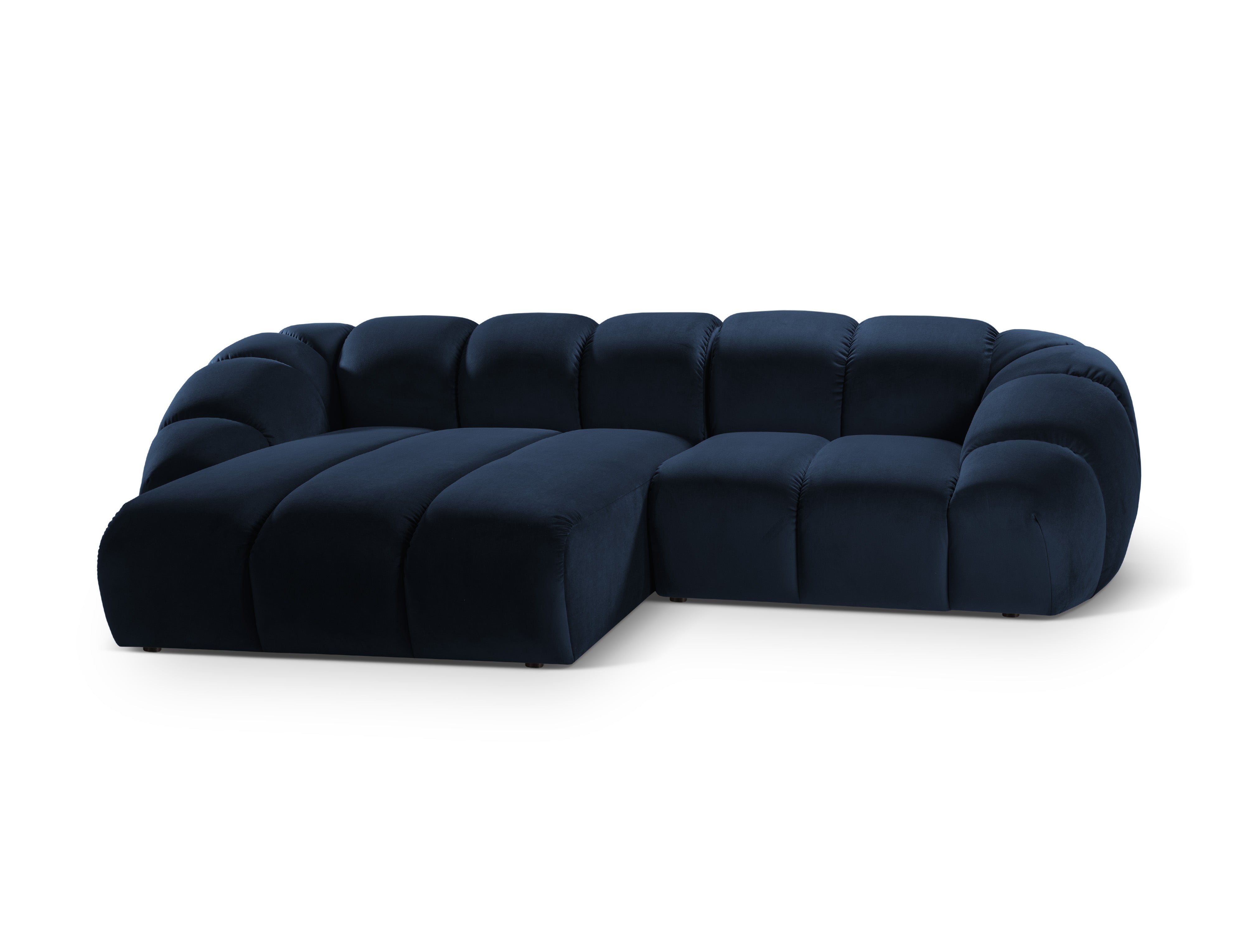 Left-facing 3-seater velvet corner sofa DIANA royal blue