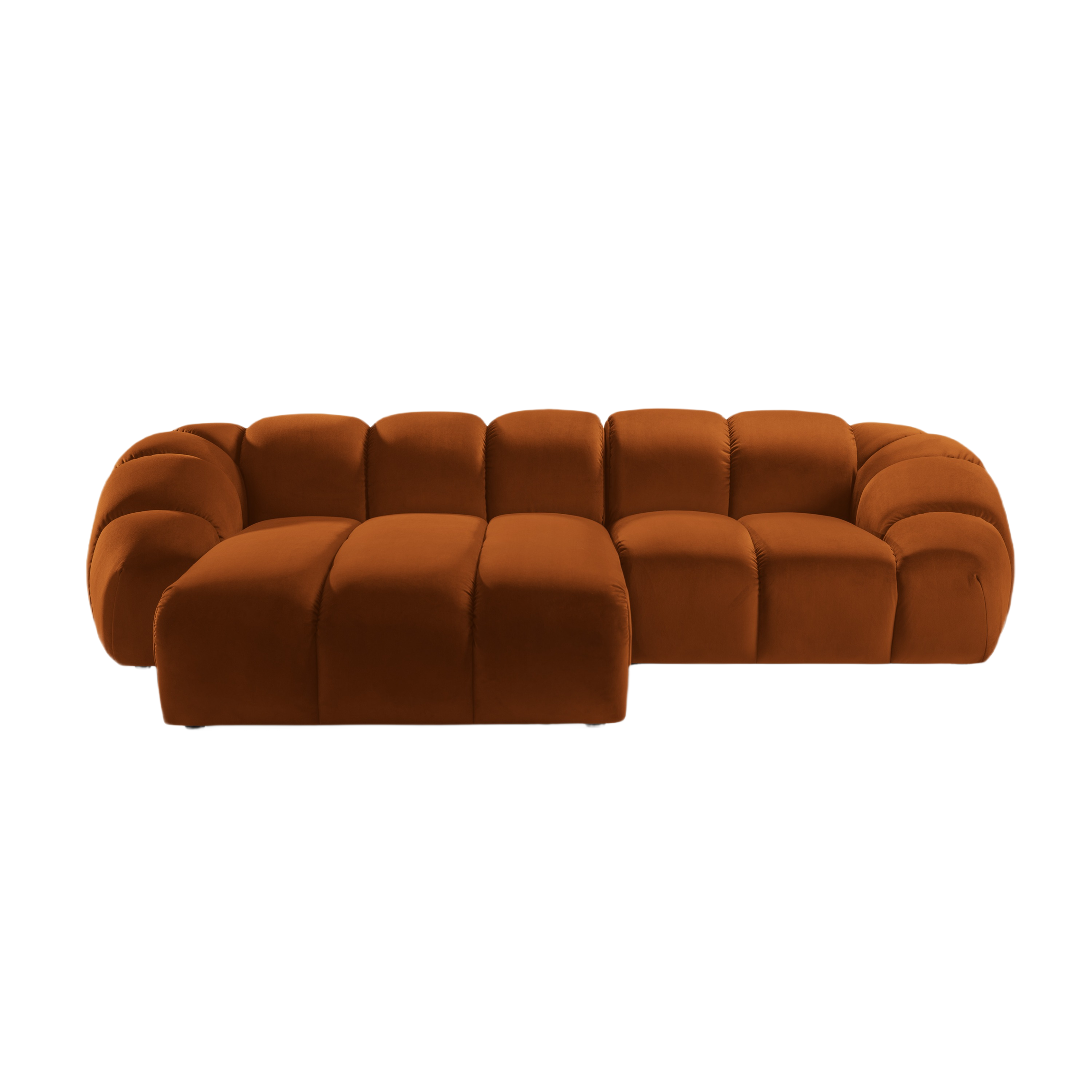 Velours hoekbank 3-zits links DIANA terracotta