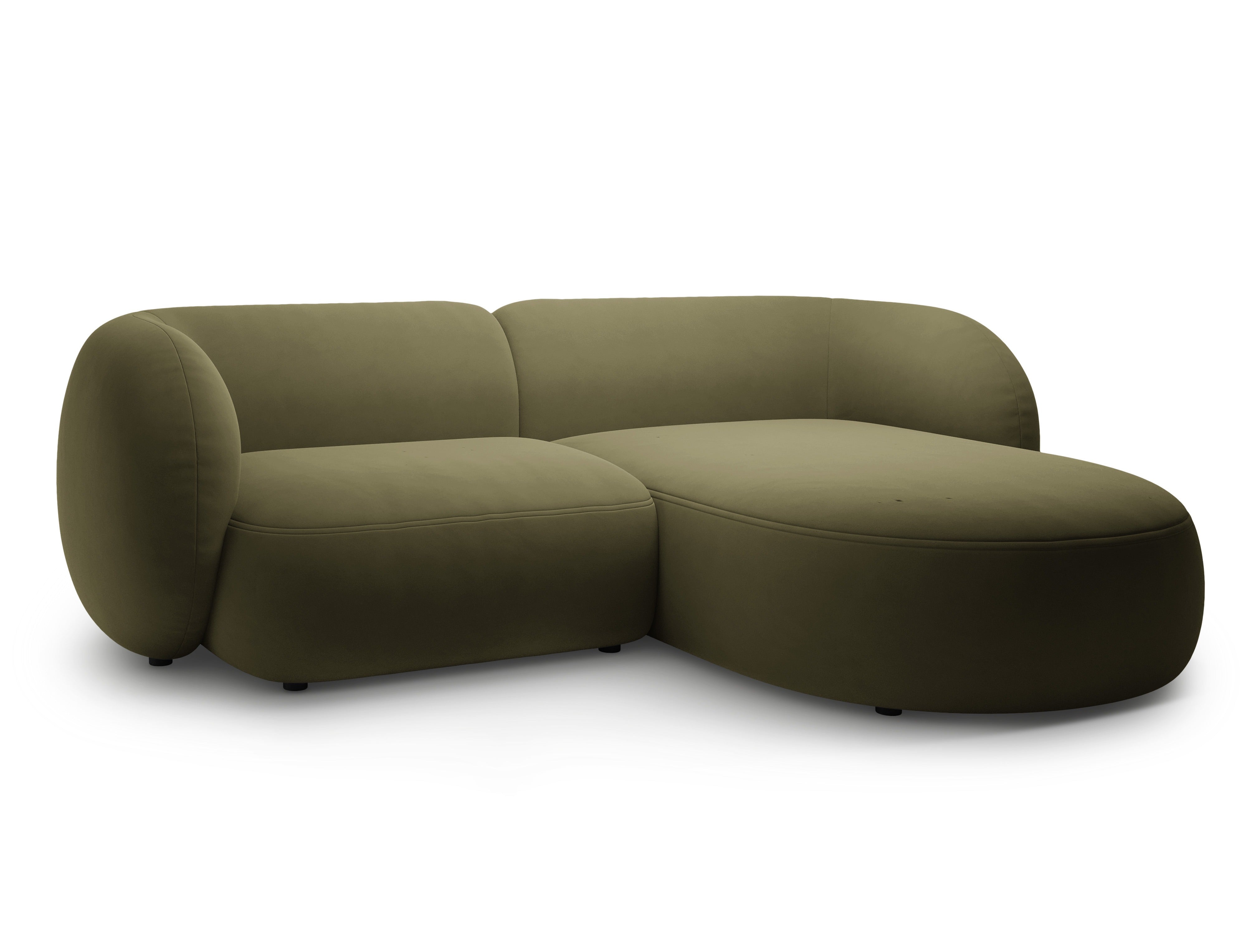 Right-facing velvet corner sofa for 2 people KATE green