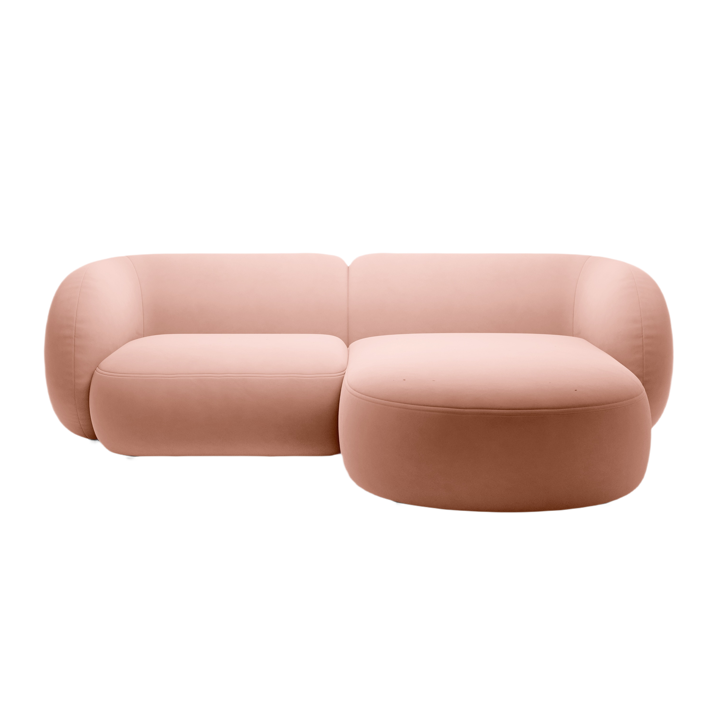 Samt-Ecksofa rechtsseitig 2-sitzig KATE rosa