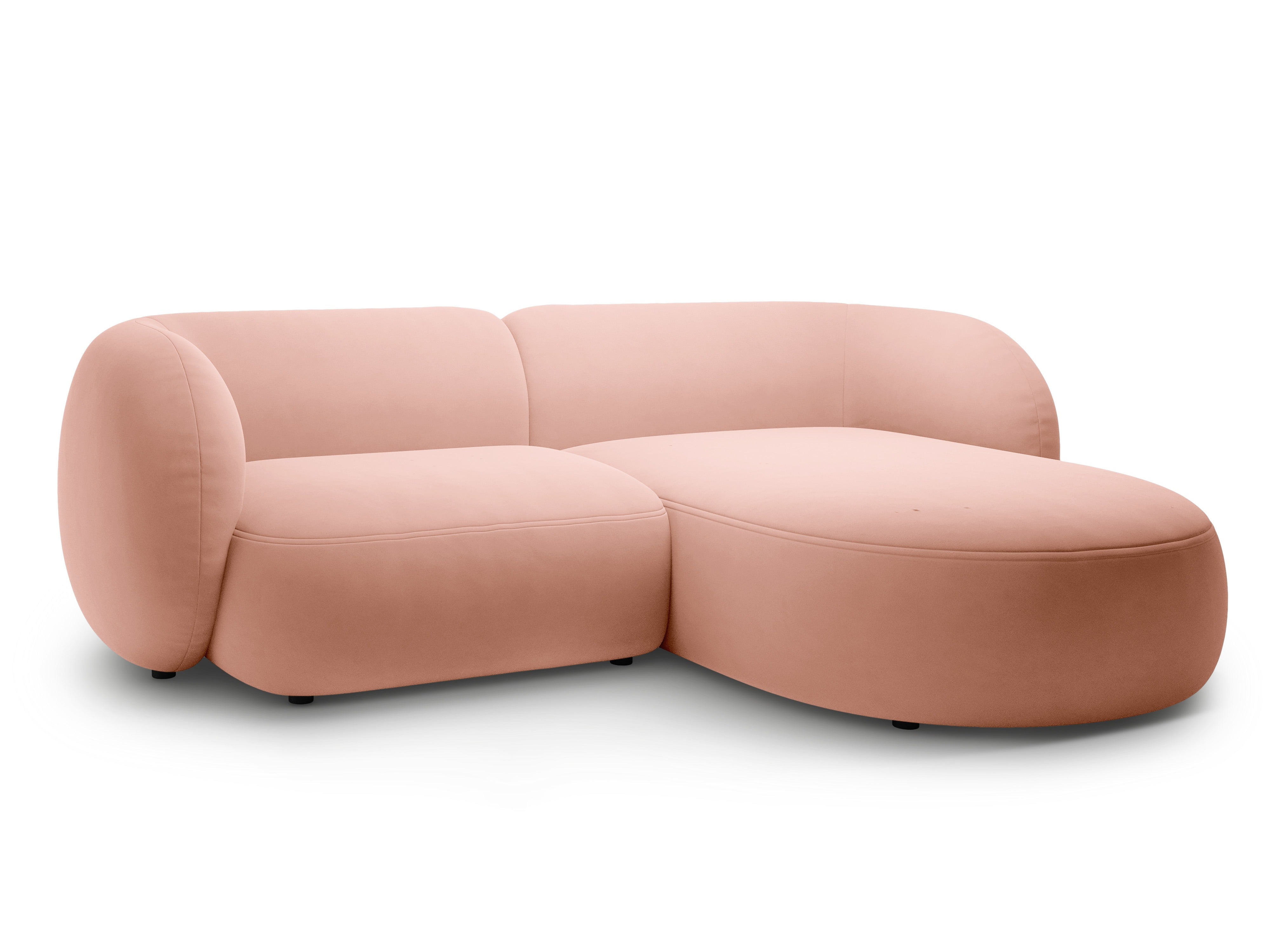 Samt-Ecksofa rechtsseitig 2-sitzig KATE rosa