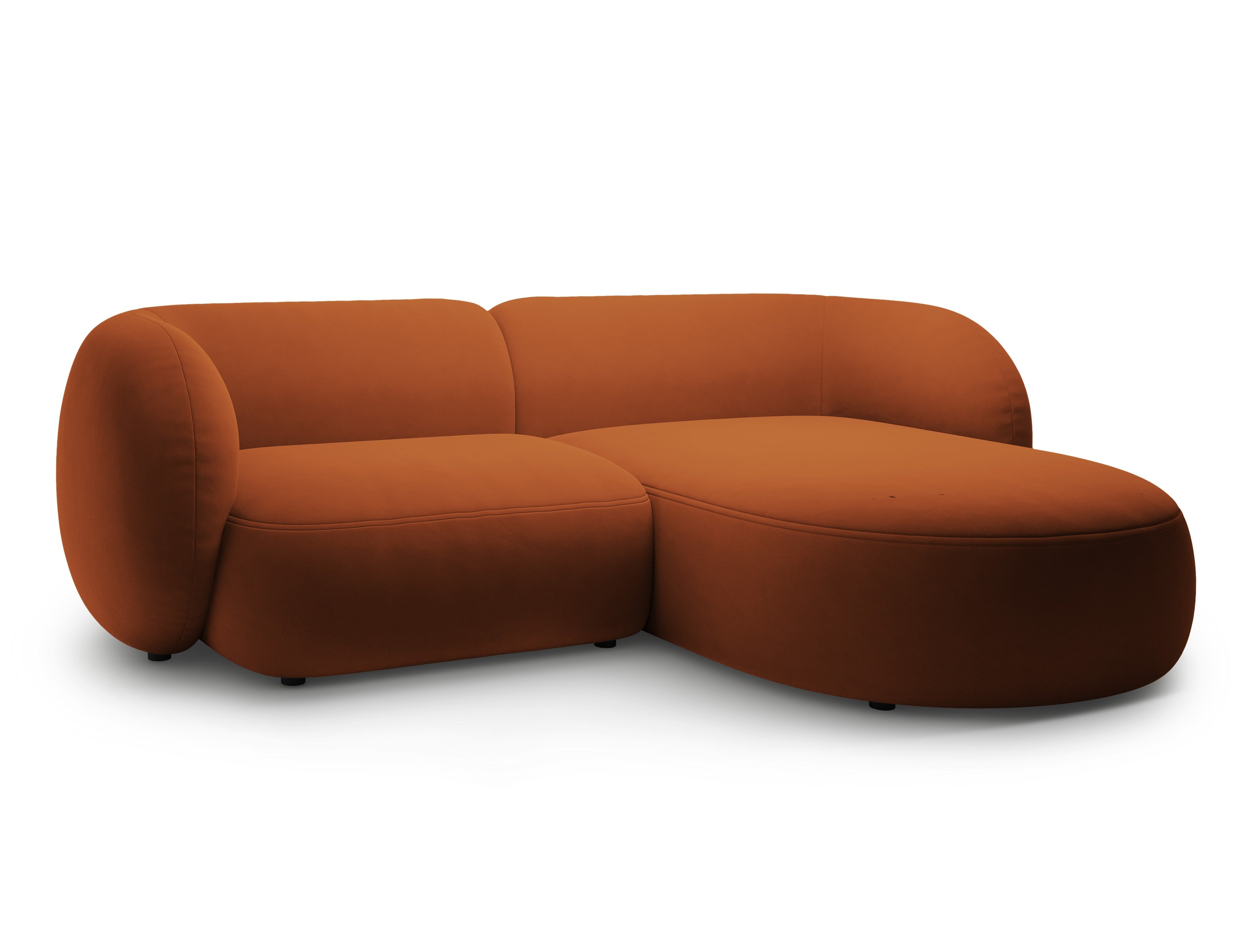 Tweedelige rechtse fluwelen hoekbank KATE terracotta