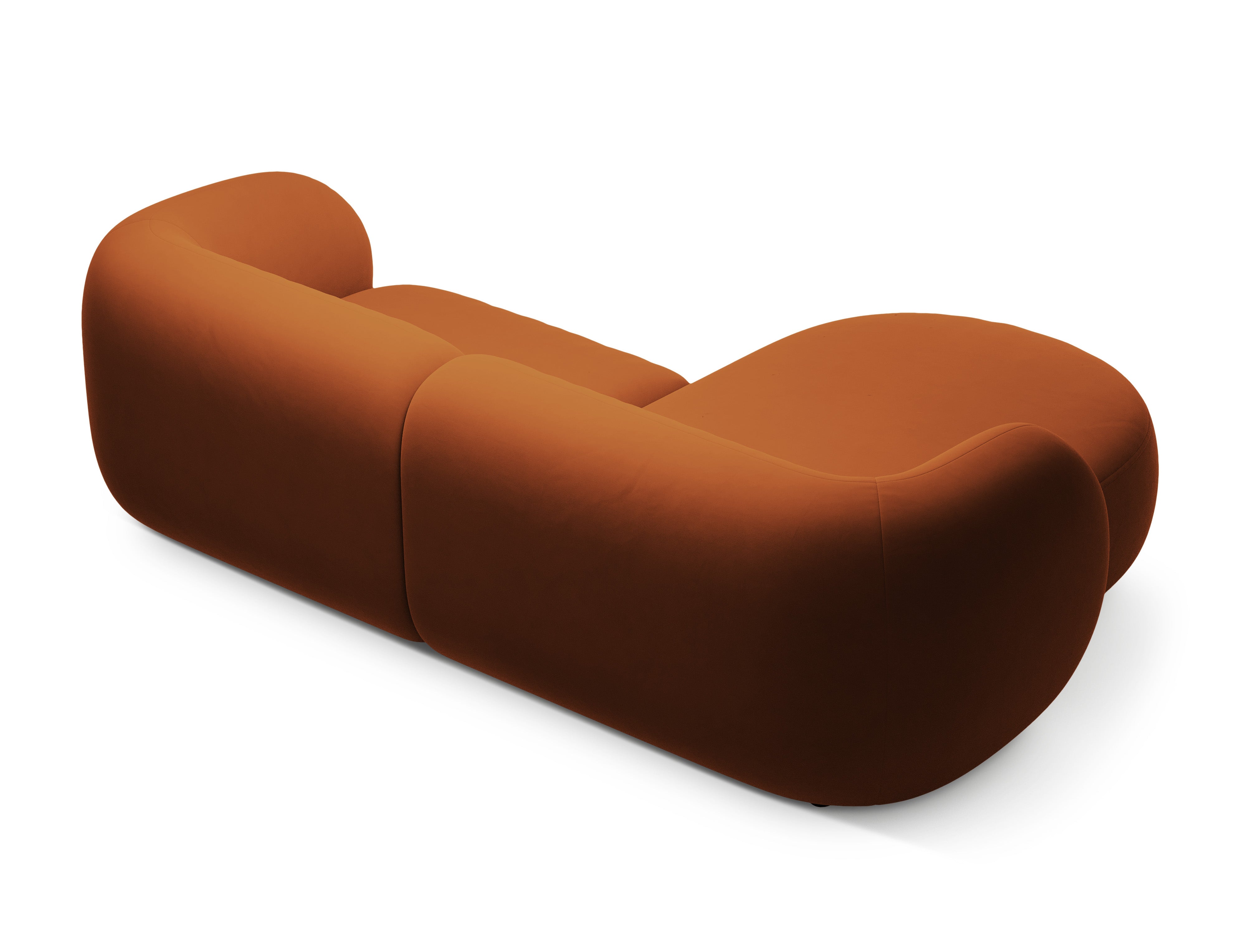 Tweedelige linkszijdige fluwelen hoekbank KATE terracotta