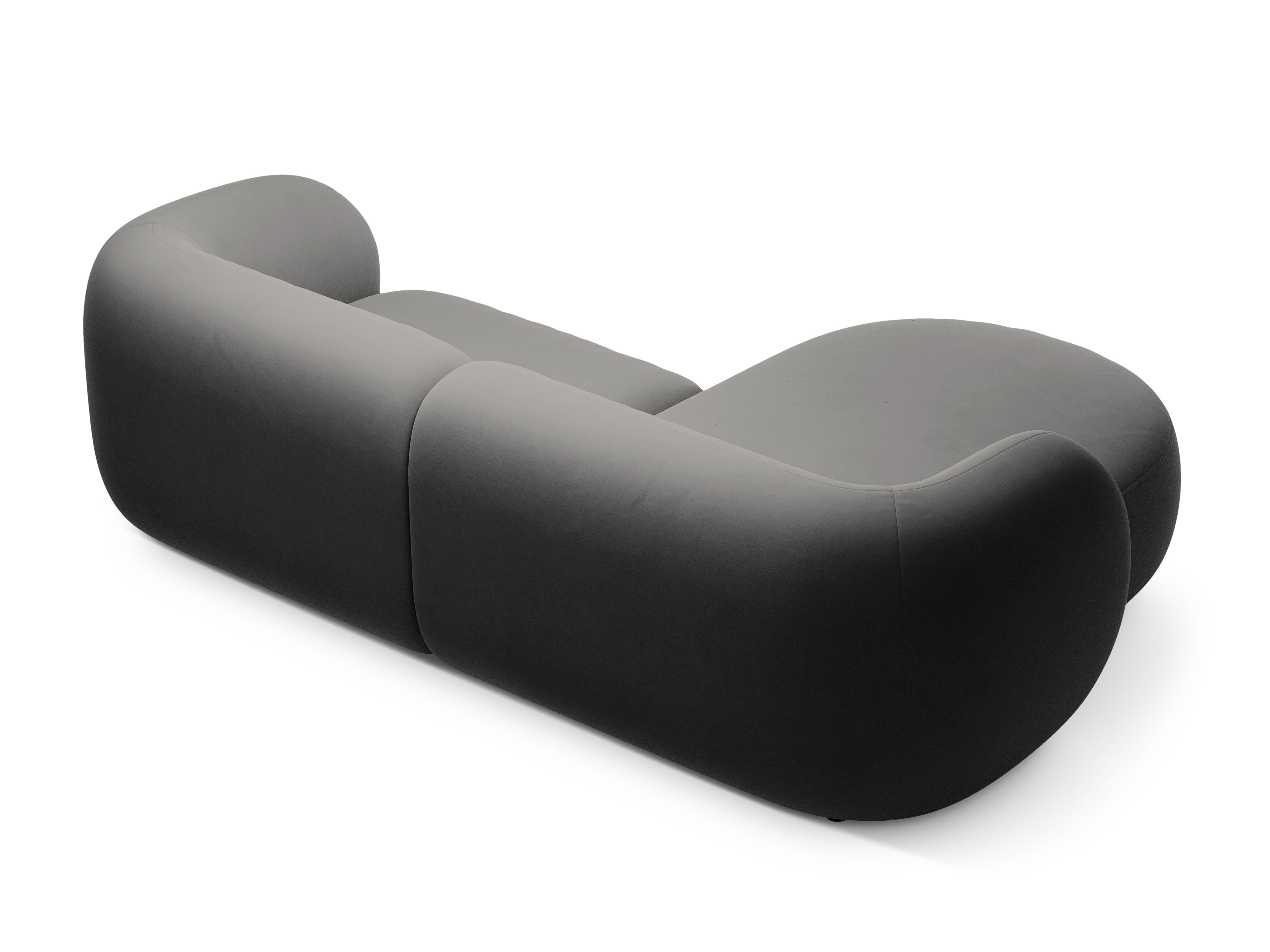 Samt-Ecksofa linksseitig 2-sitzig KATE dunkelgrau