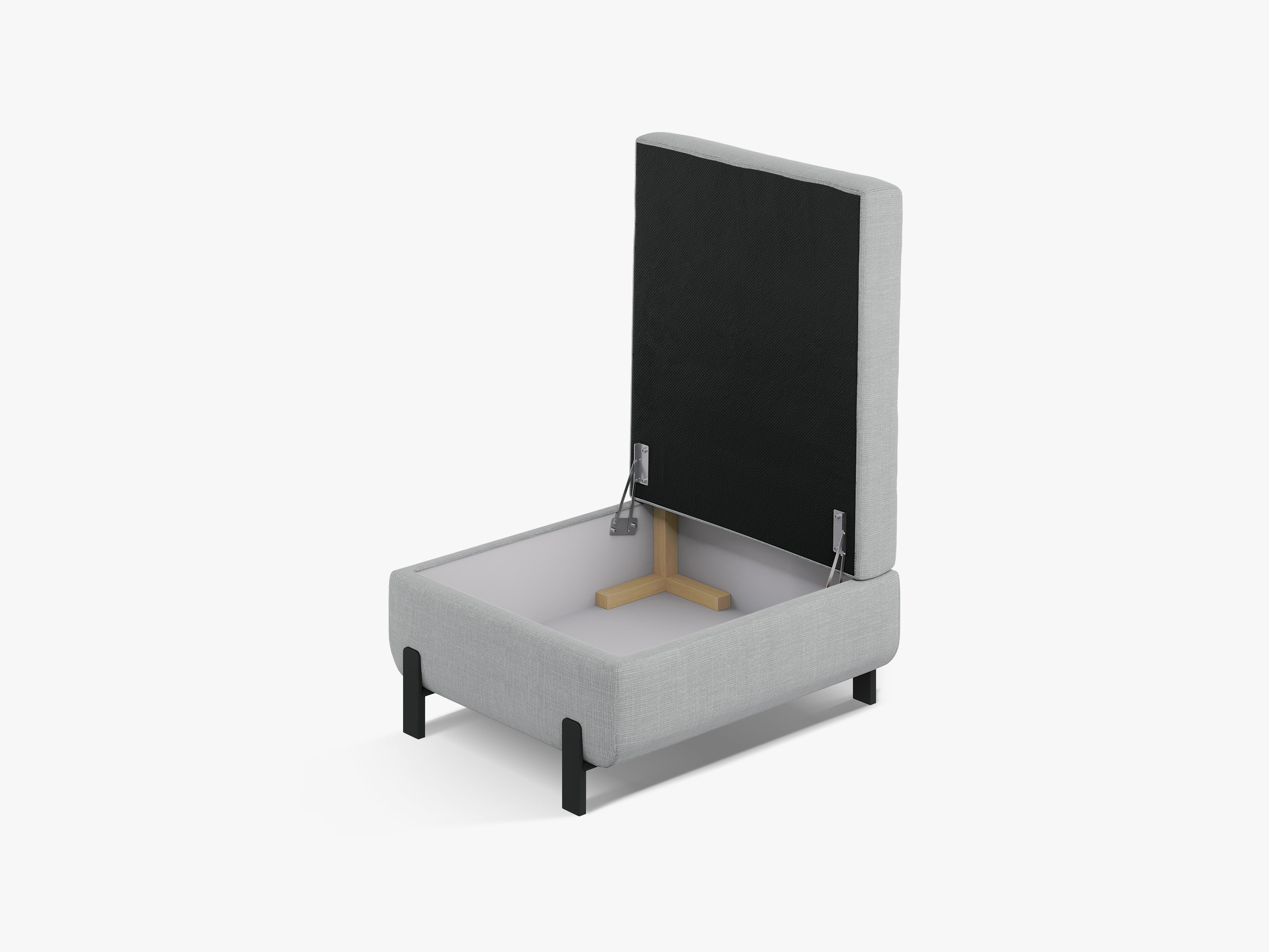 GLORIA pouf with storage light gray chenille