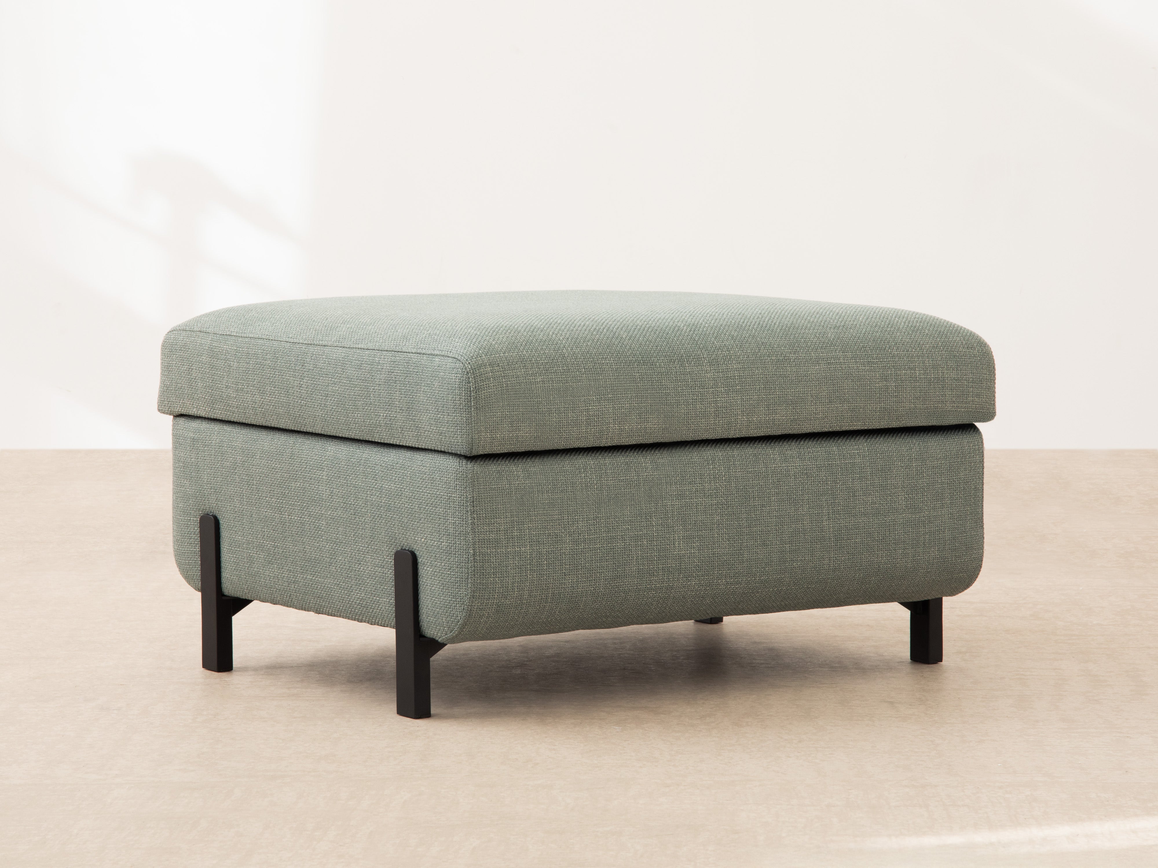 Black velvet pouf with storage GLORIA