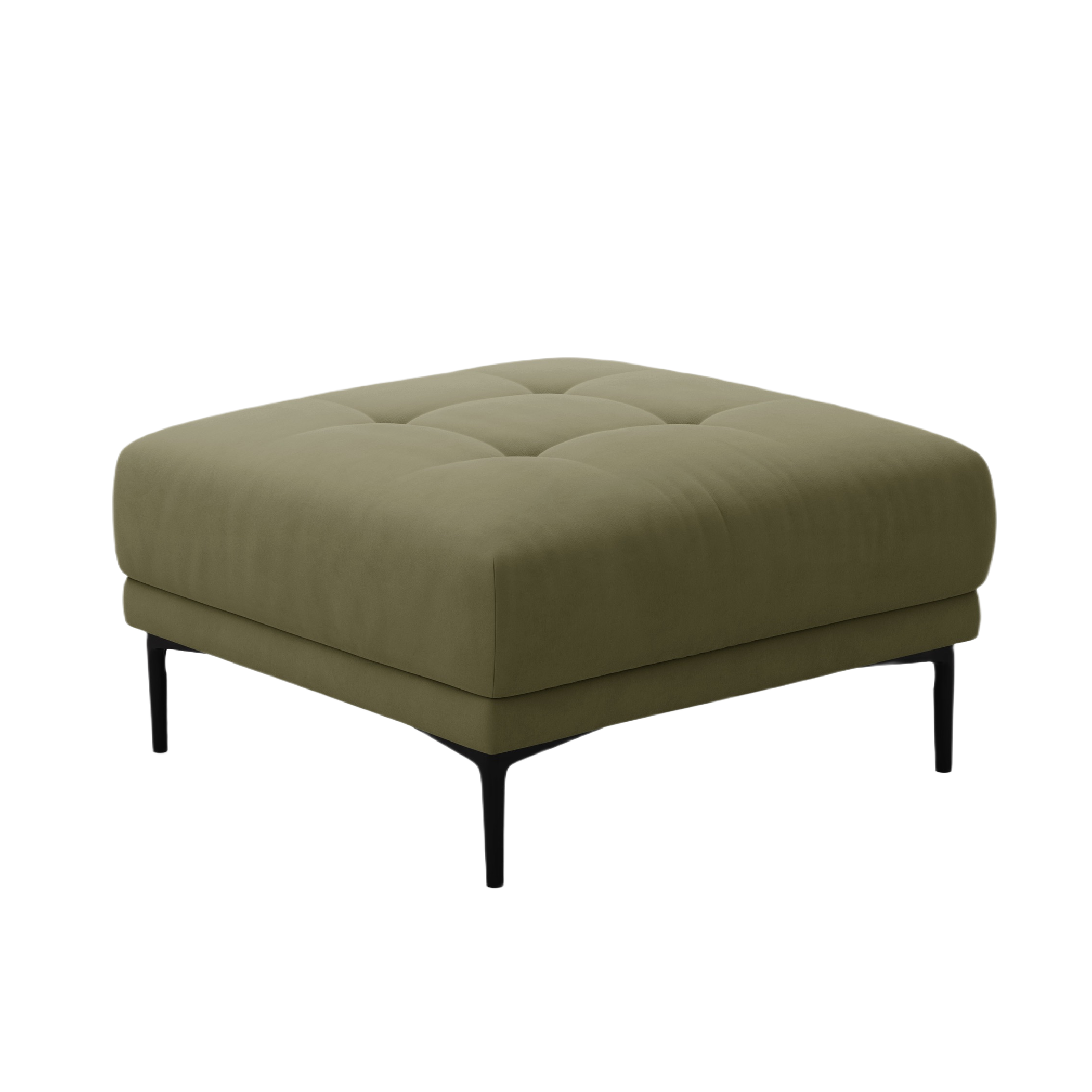 Grüner samtiger quadratischer Pouf BEMY