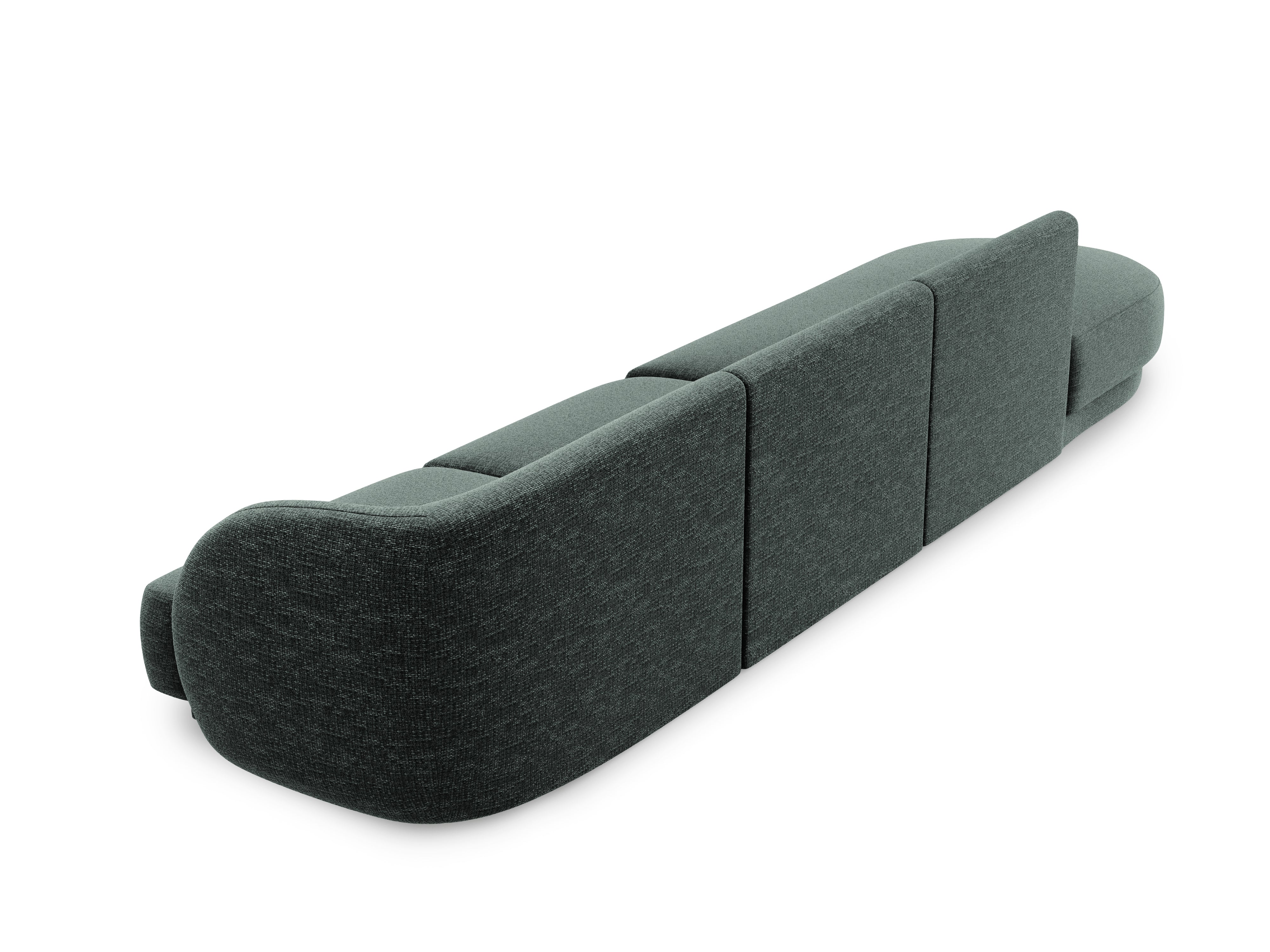 Sofa lewostronna 4-osobowa w tkaninie szenilowej otwarta MILEY petrol Micadoni Eye on Design