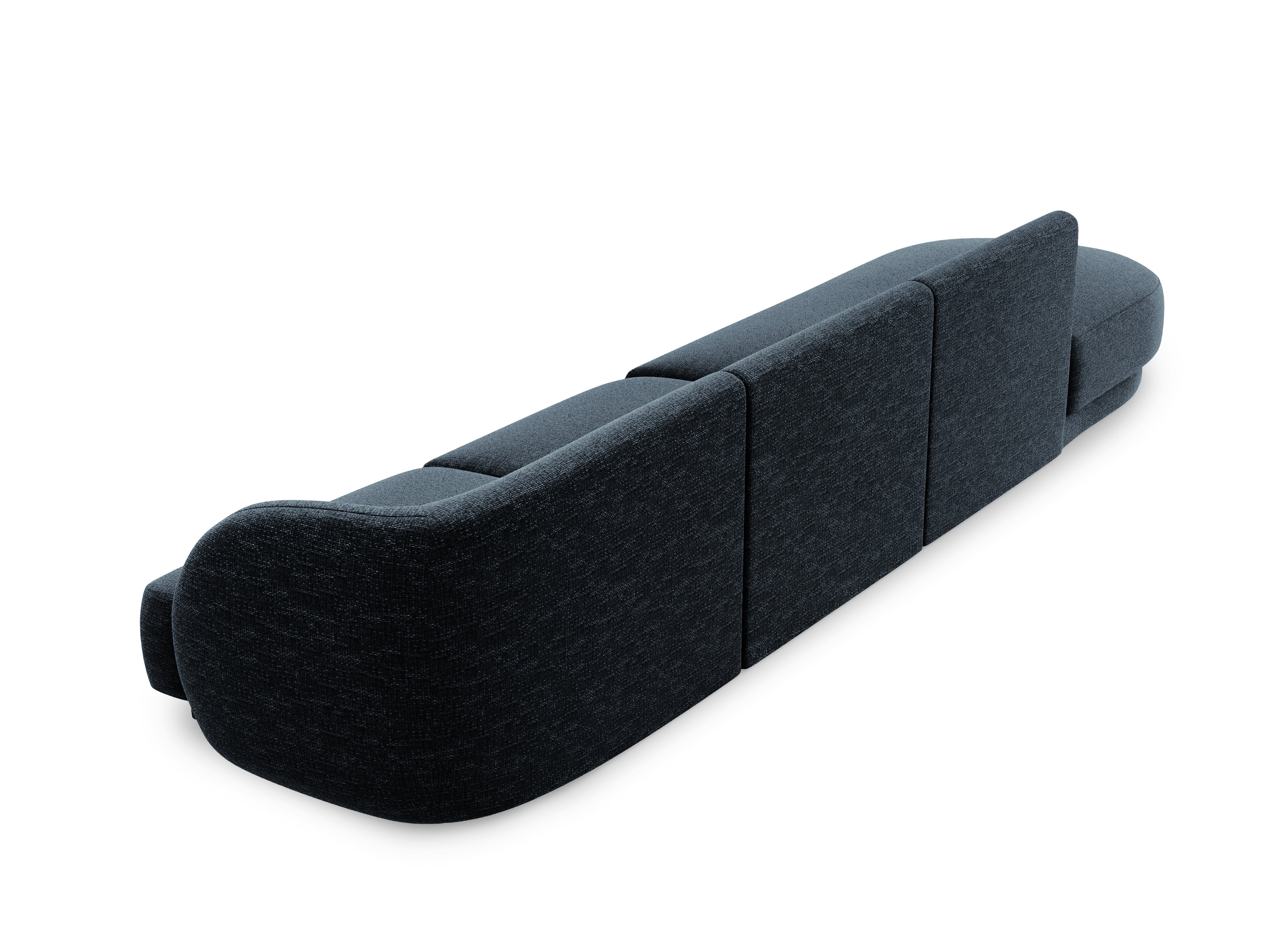Sofa lewostronna 4-osobowa w tkaninie szenilowej otwarta MILEY granatowy Micadoni Eye on Design