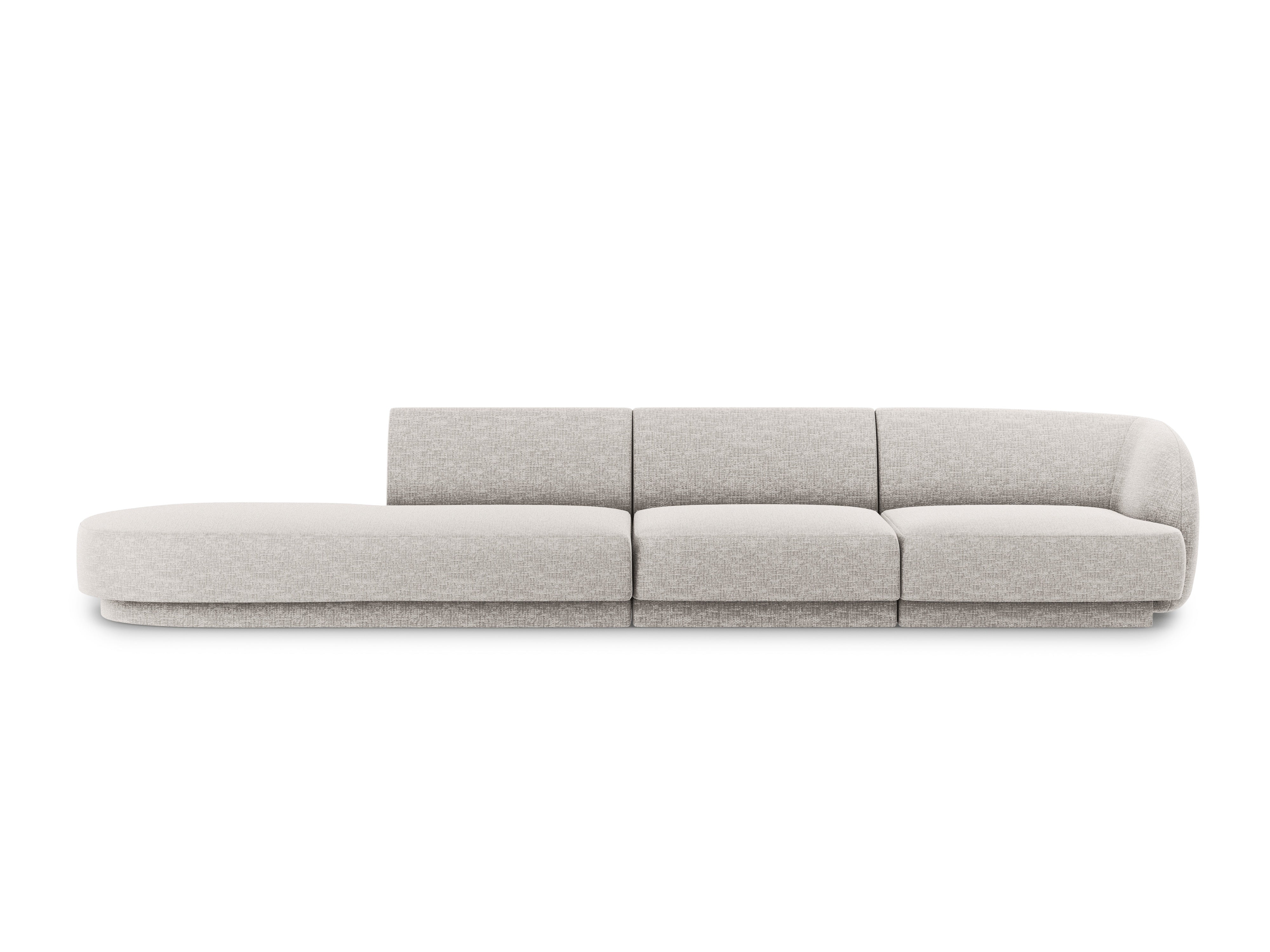 Open left-sided 4-seater sofa MILEY gray chenille