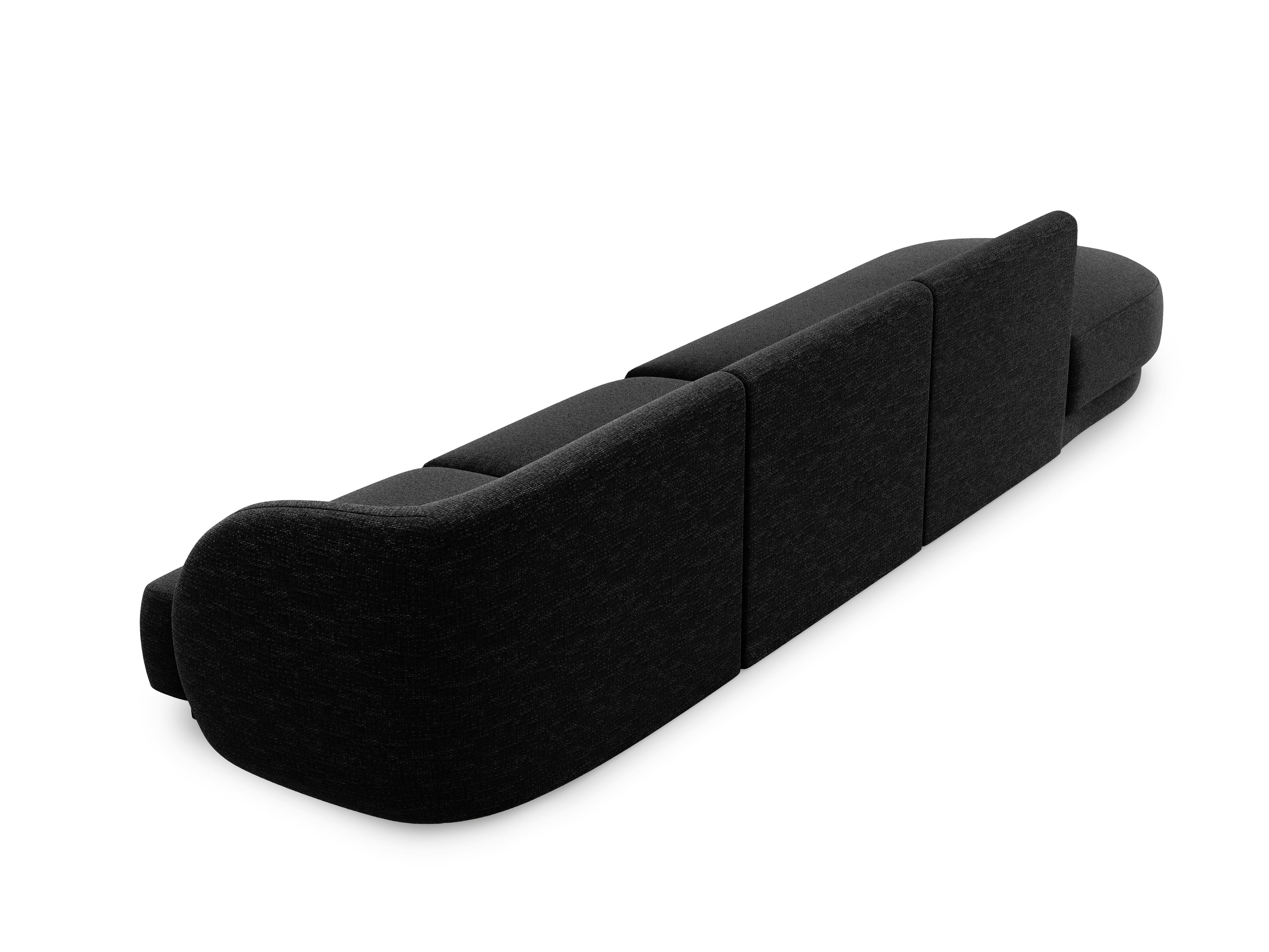 Open left-sided 4-seater sofa MILEY black chenille