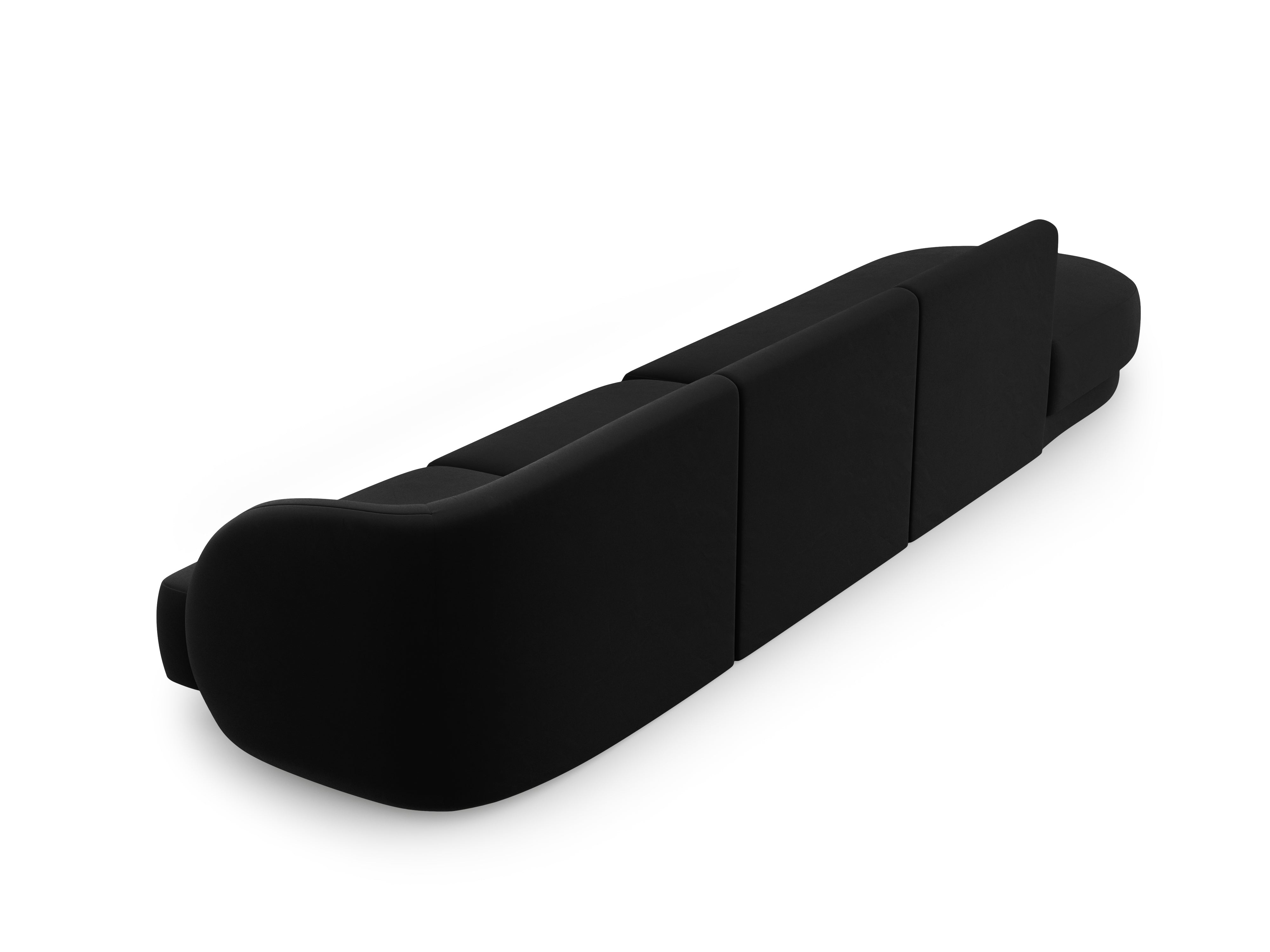 Sofa aksamitna lewostronna 4-osobowa otwarta MILEY czarny Micadoni Eye on Design