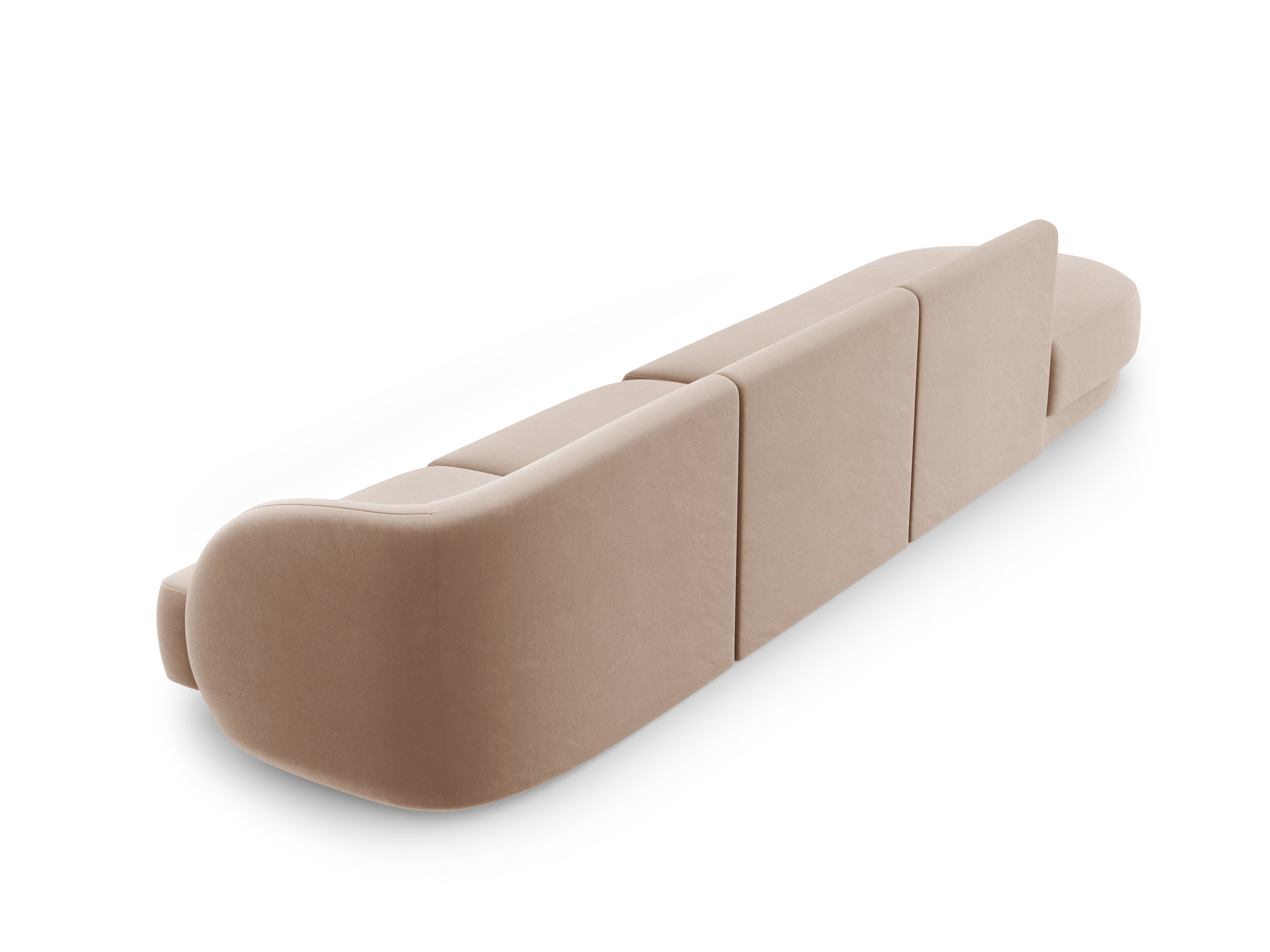 Sofa aksamitna lewostronna 4-osobowa otwarta MILEY cappuccino Micadoni Eye on Design