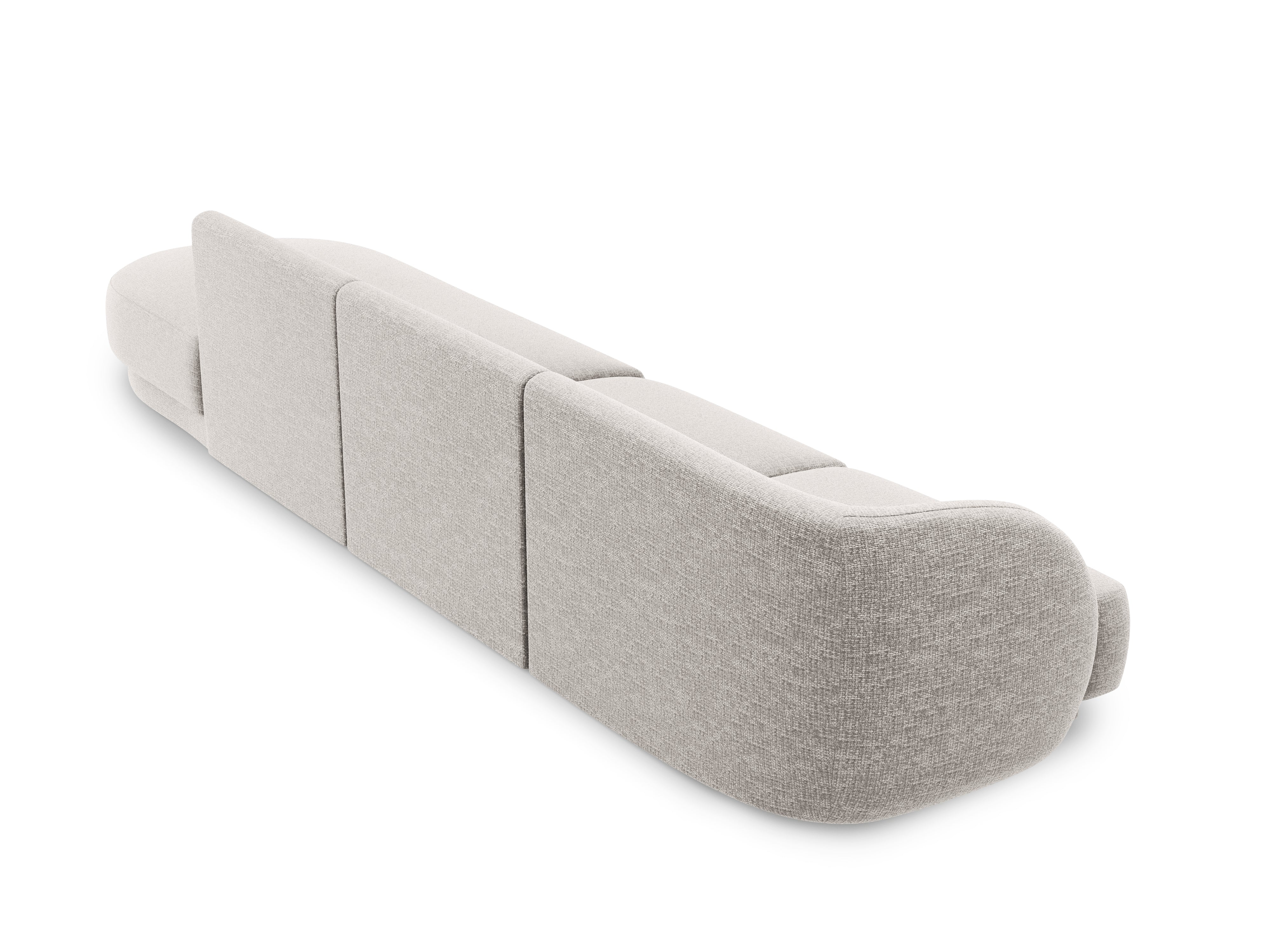 Sofa prawostronna 4-osobowa w tkaninie szenilowej otwarta MILEY jasnoszary Micadoni Eye on Design