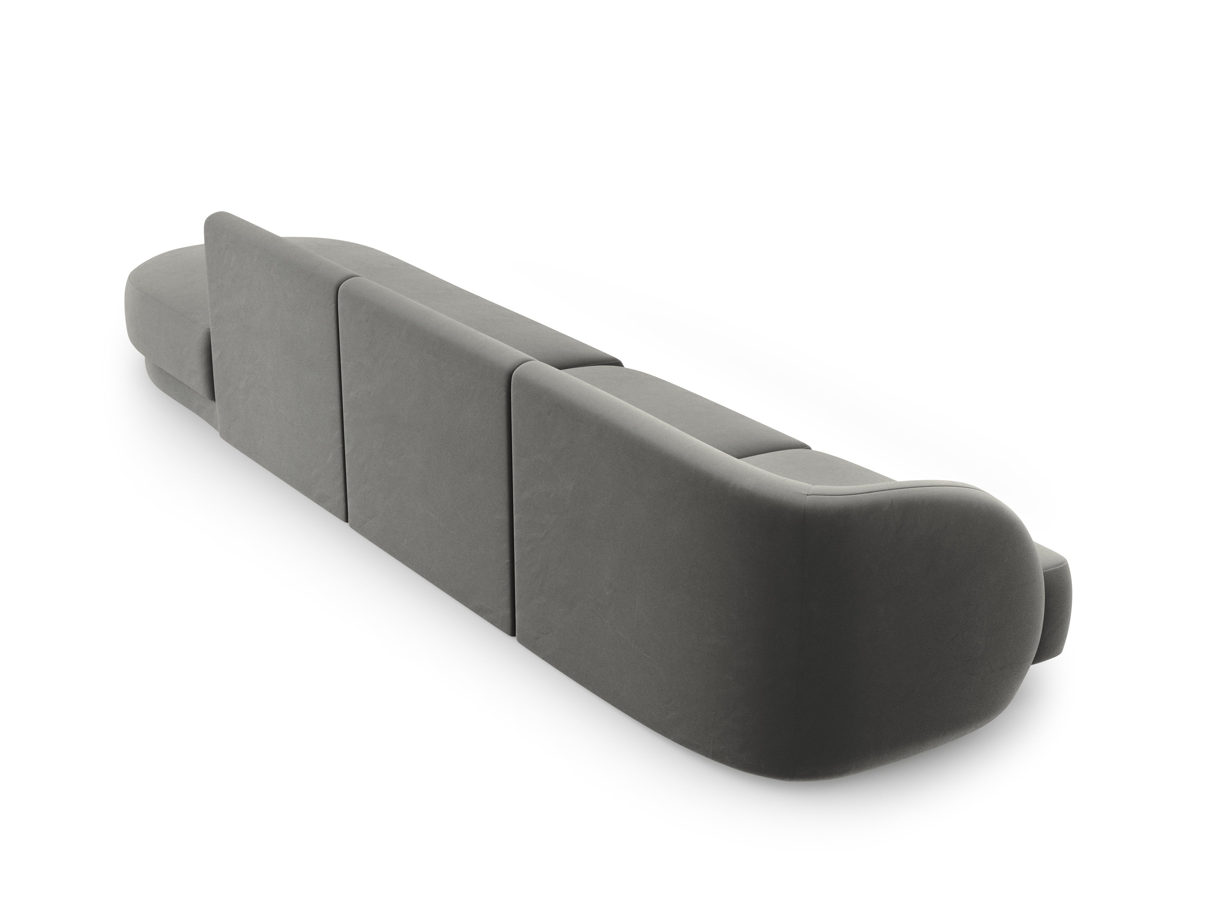 Sofa aksamitna prawostronna 4-osobowa otwarta MILEY jasnoszary Micadoni Eye on Design