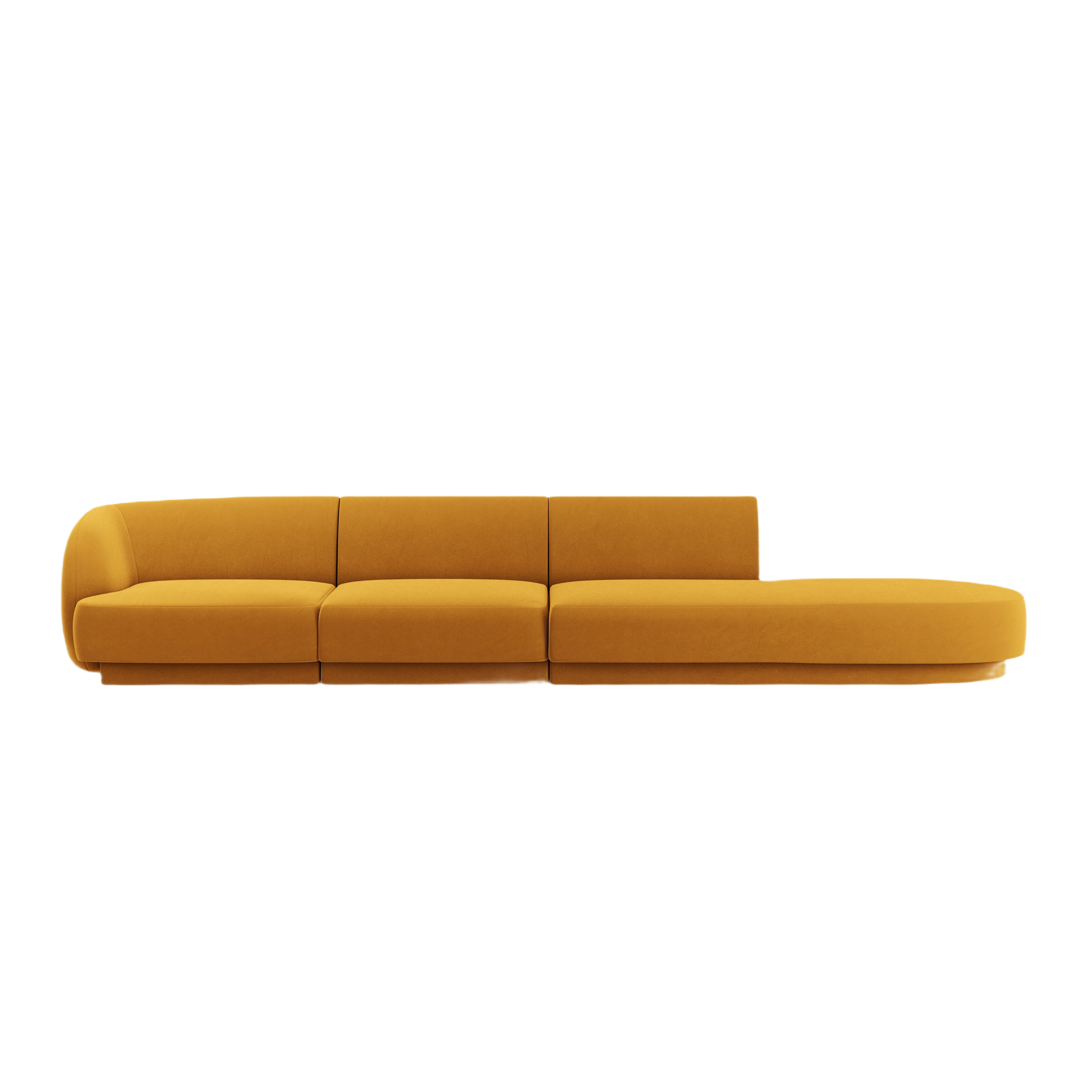 Velvet right-facing open 4-seater sofa MILEY yellow