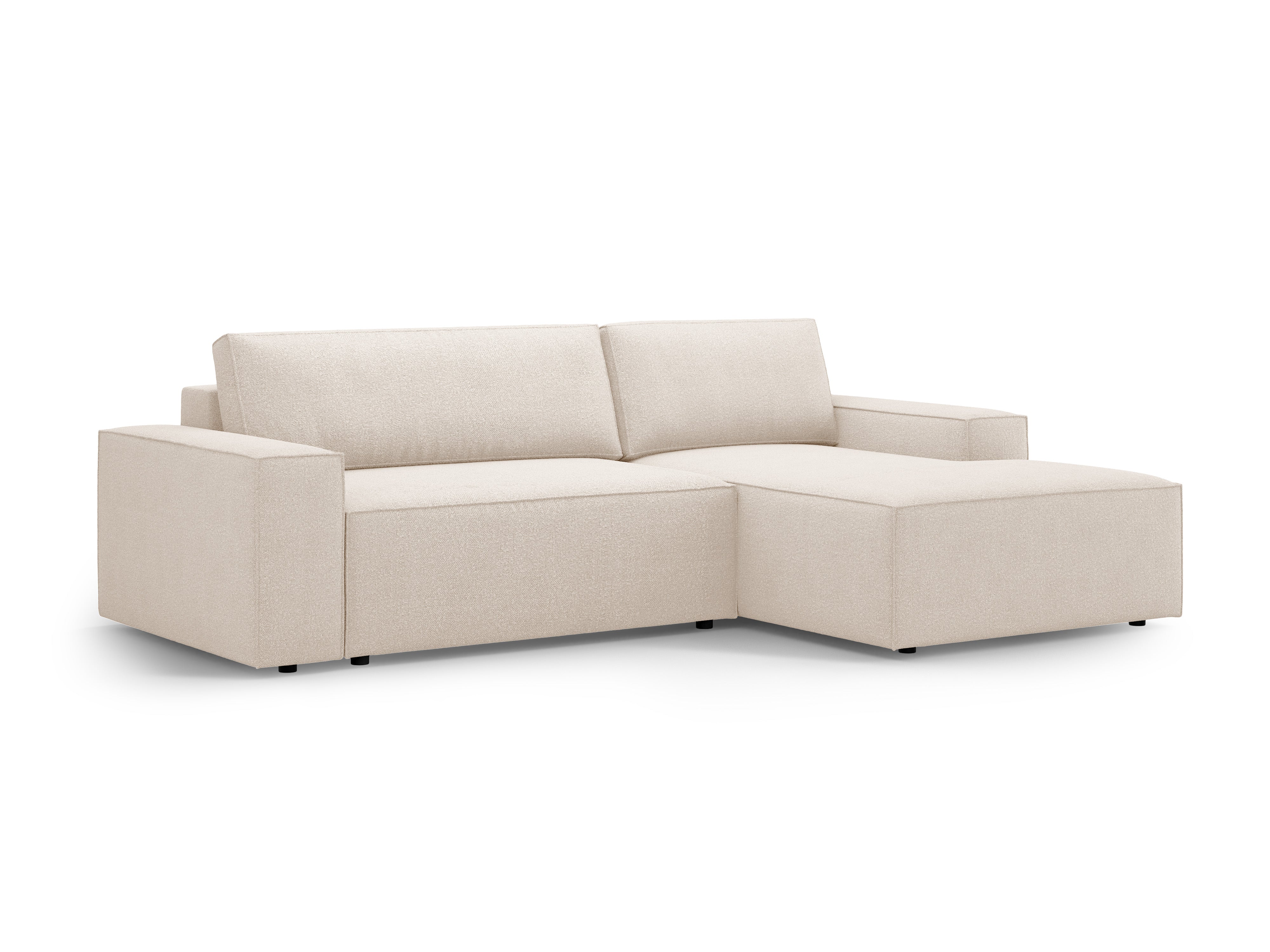Right-facing corner sofa bed JODIE beige boucle