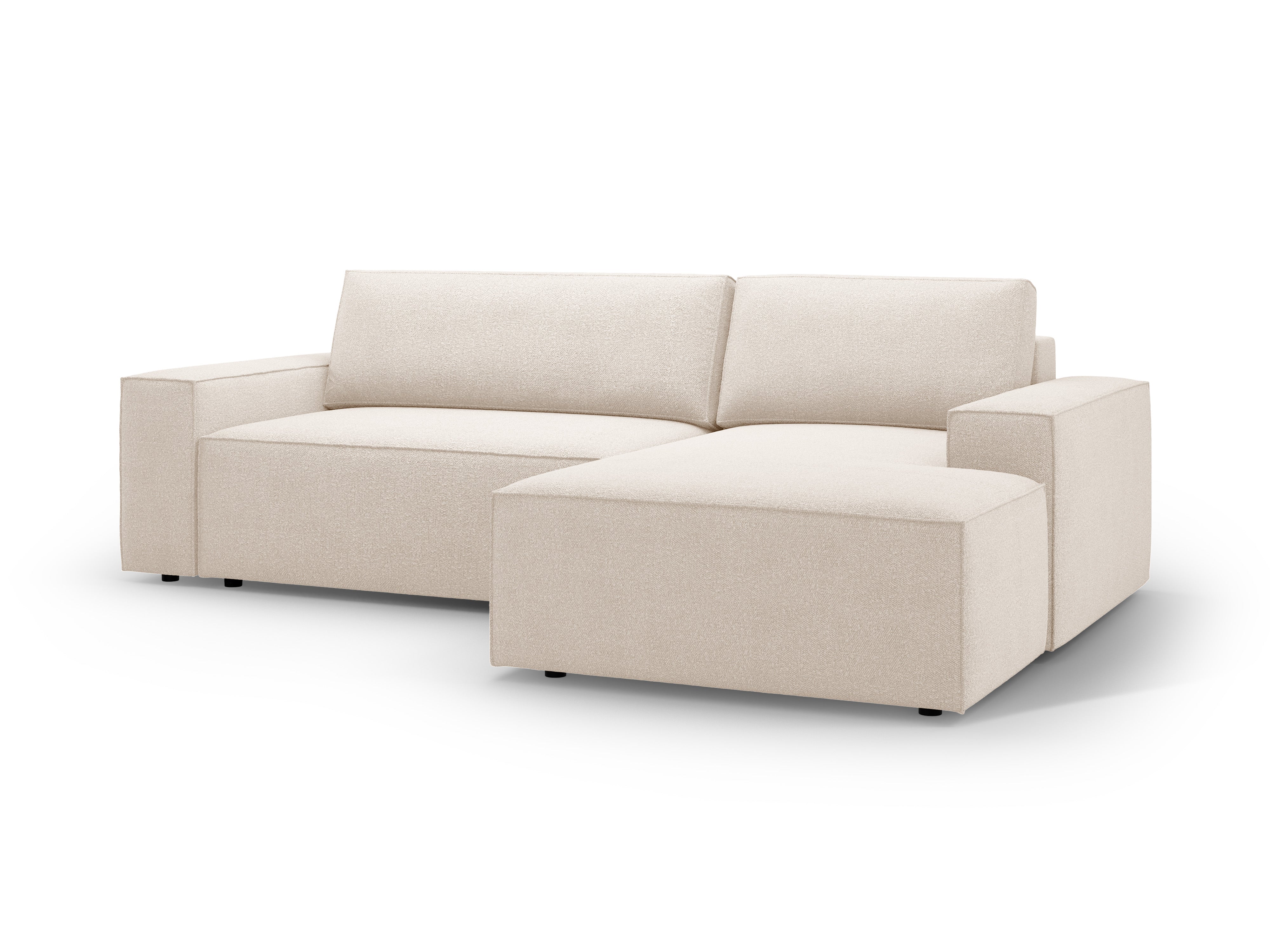 Right-facing corner sofa bed JODIE beige boucle