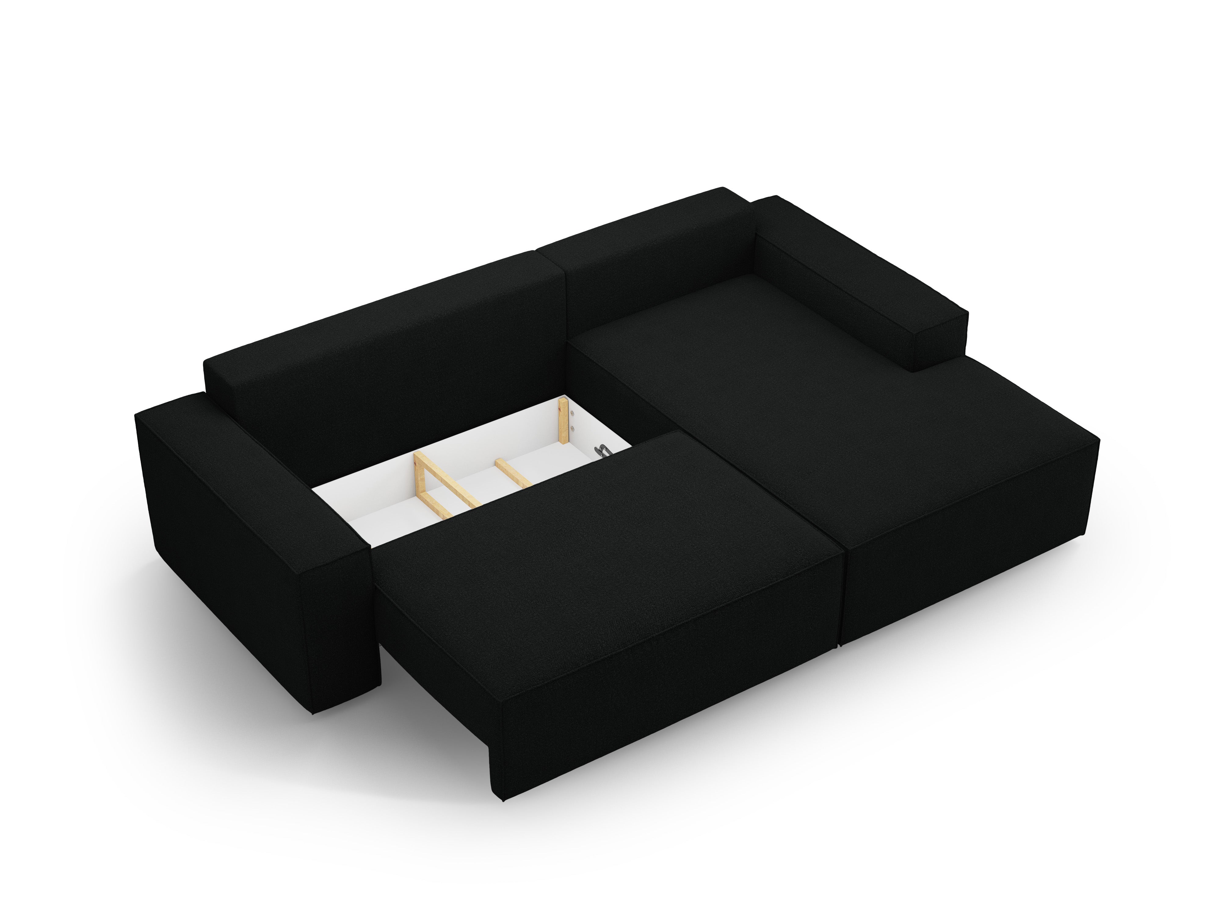 Right-facing corner sofa bed JODIE black boucle