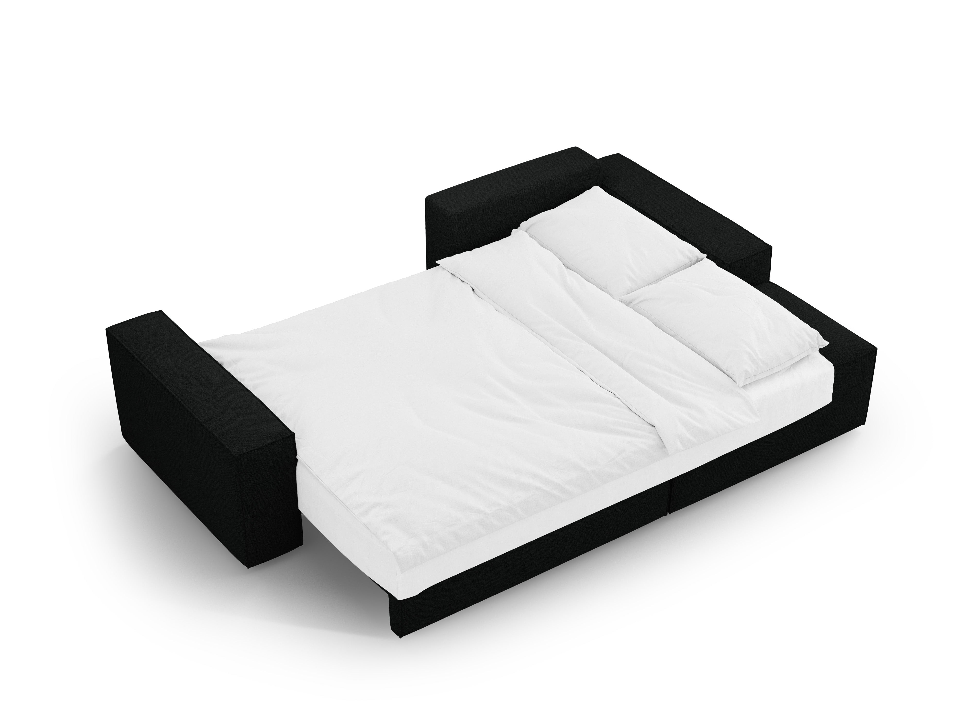 Right-facing corner sofa bed JODIE black boucle
