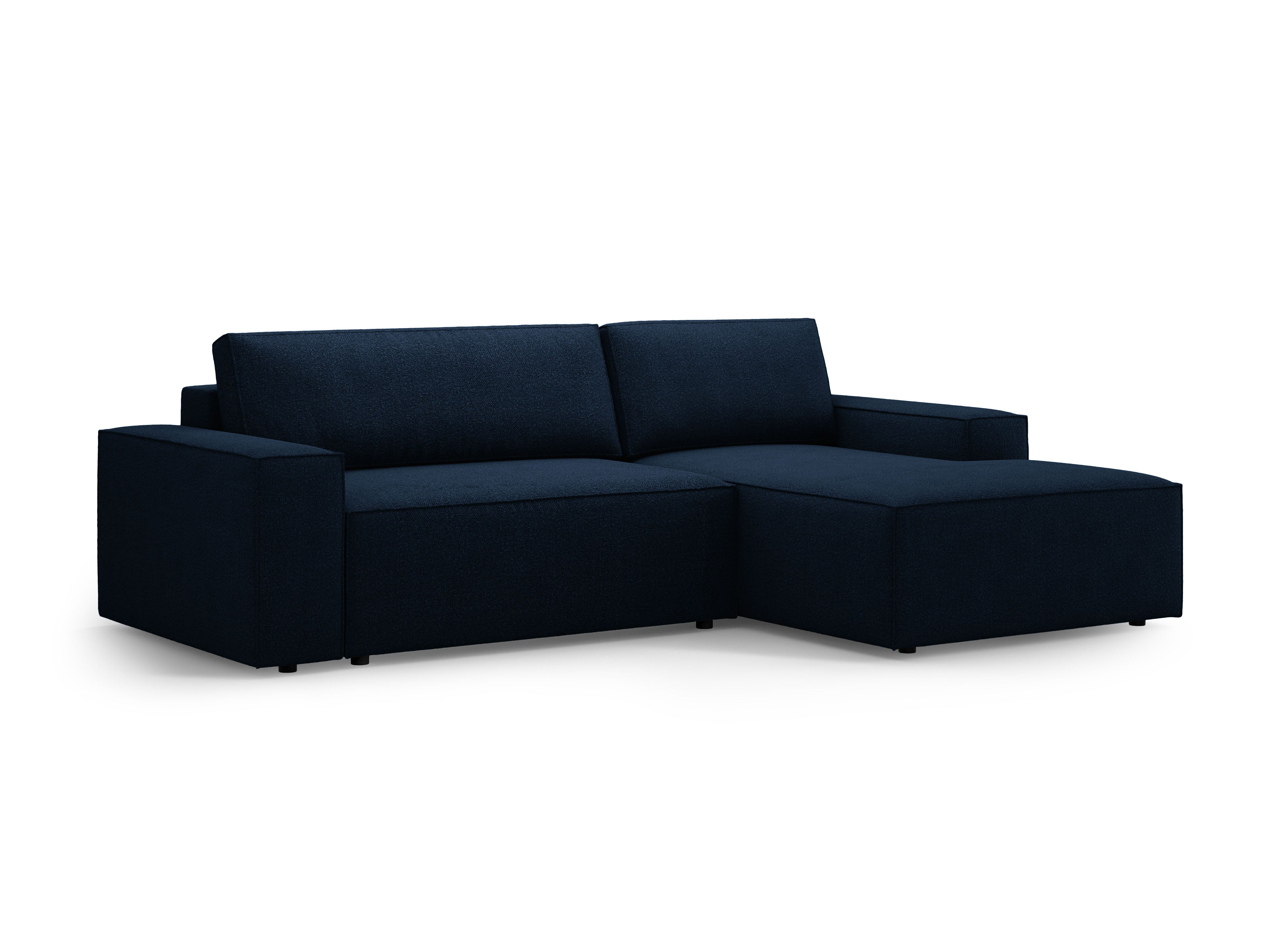 Right-facing corner sofa bed JODIE dark blue boucle