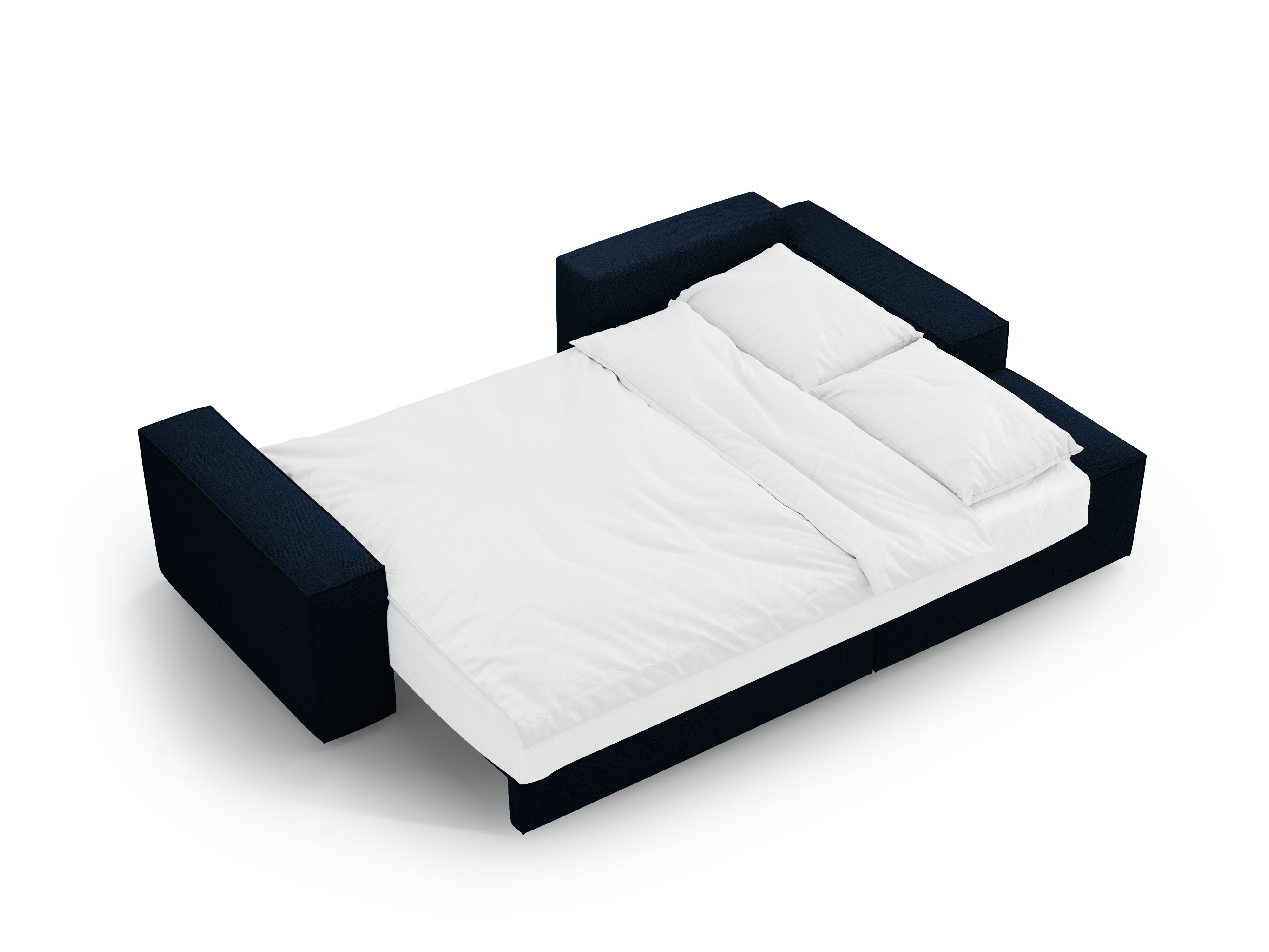 Right-facing corner sofa bed JODIE dark blue boucle