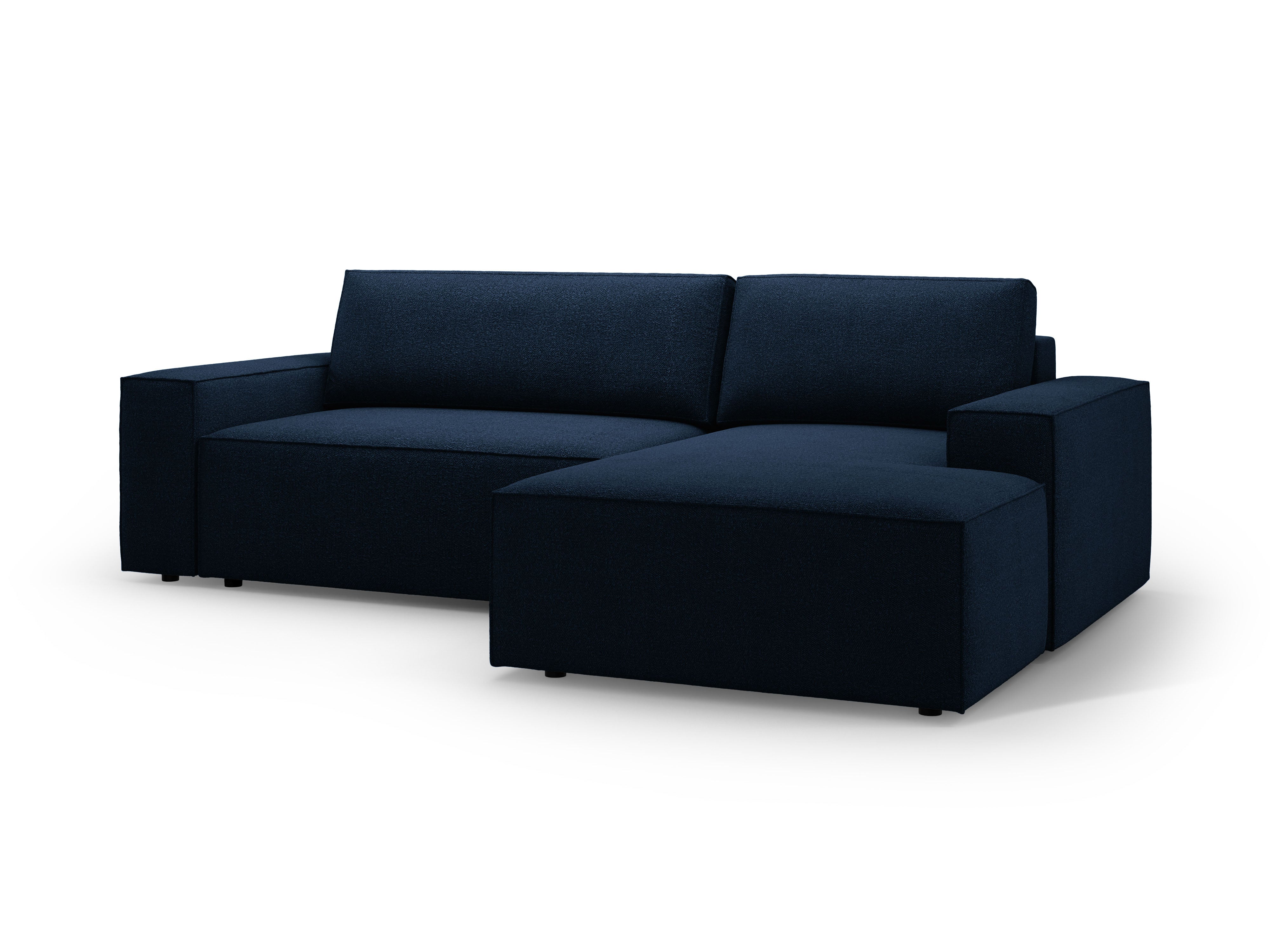 Right-facing corner sofa bed JODIE dark blue boucle