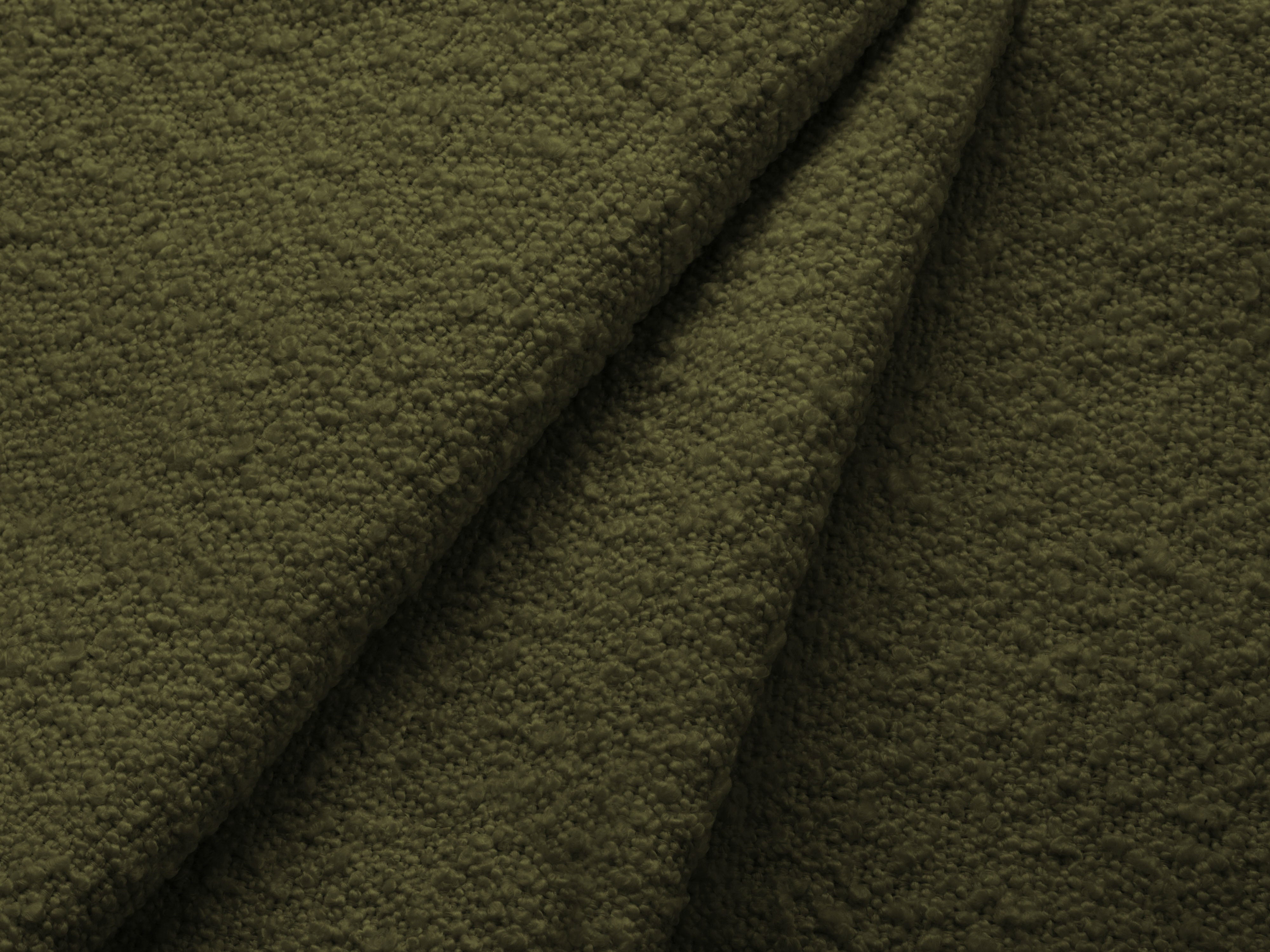 Right-facing corner sofa bed JODIE dark olive green boucle