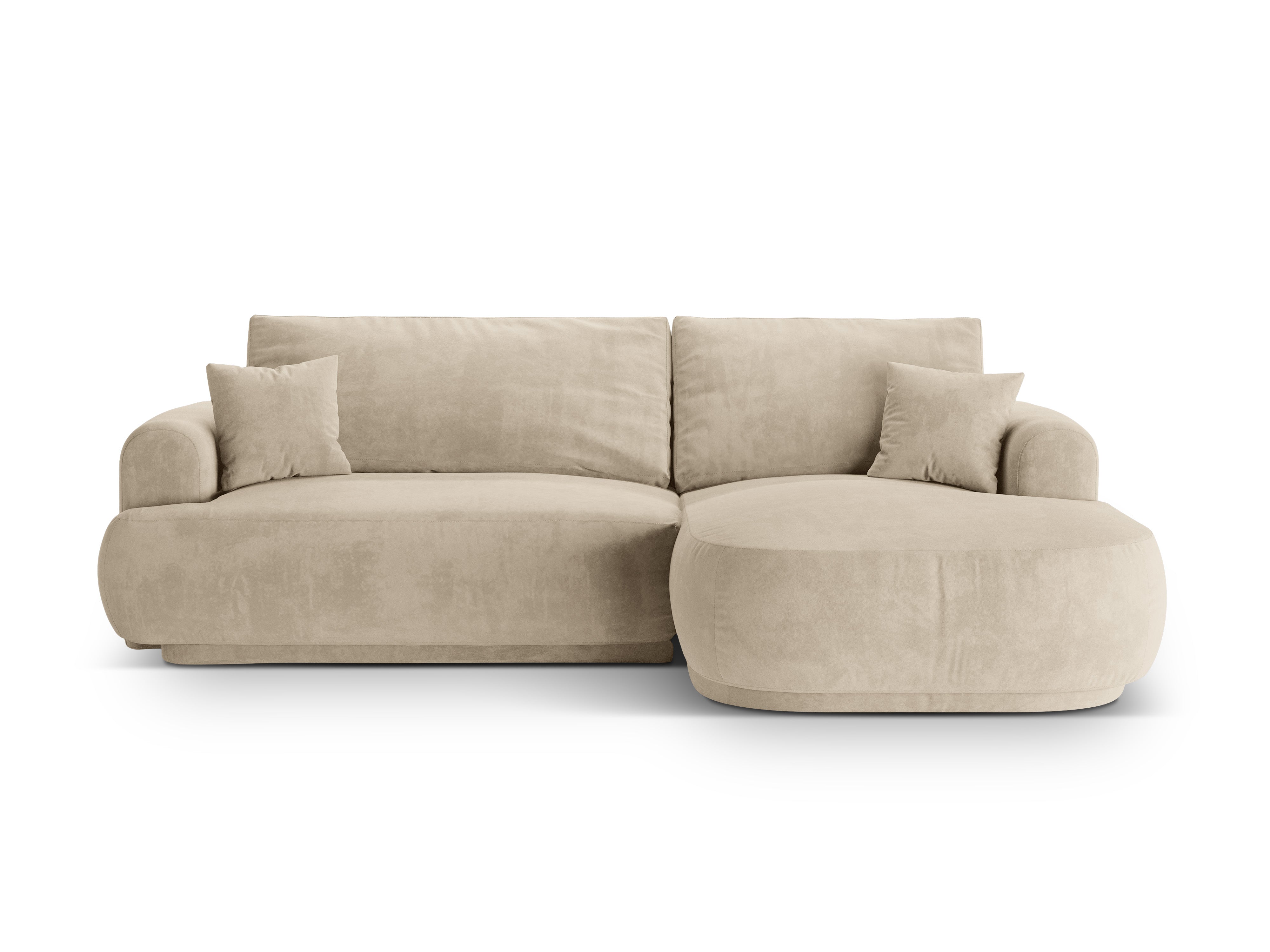 Right -sided velvet corner with sleeping function Ella light beige