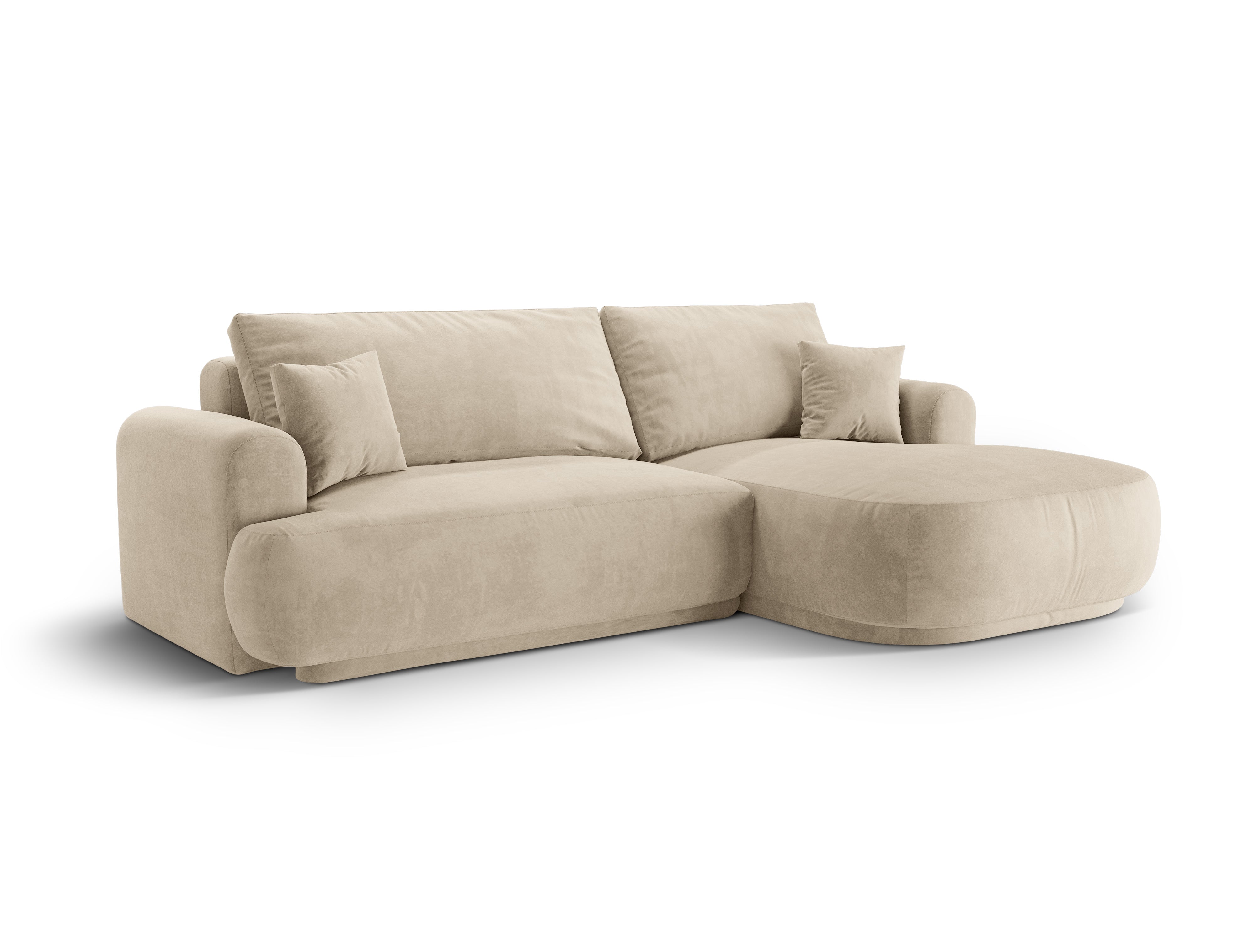 Right -sided velvet corner with sleeping function Ella light beige