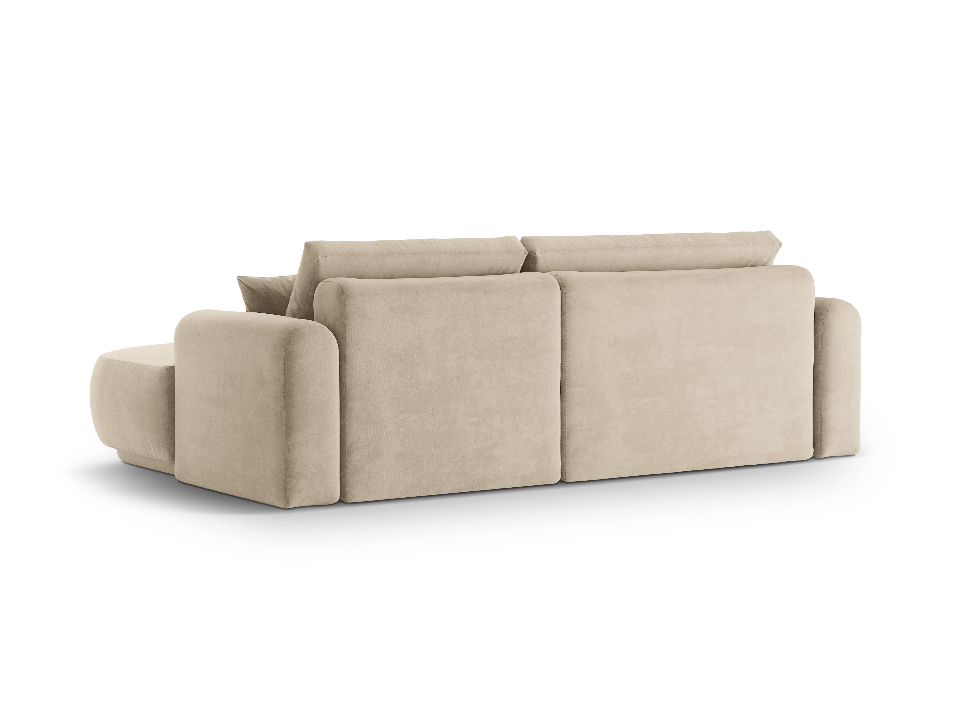 Right -sided velvet corner with sleeping function Ella light beige