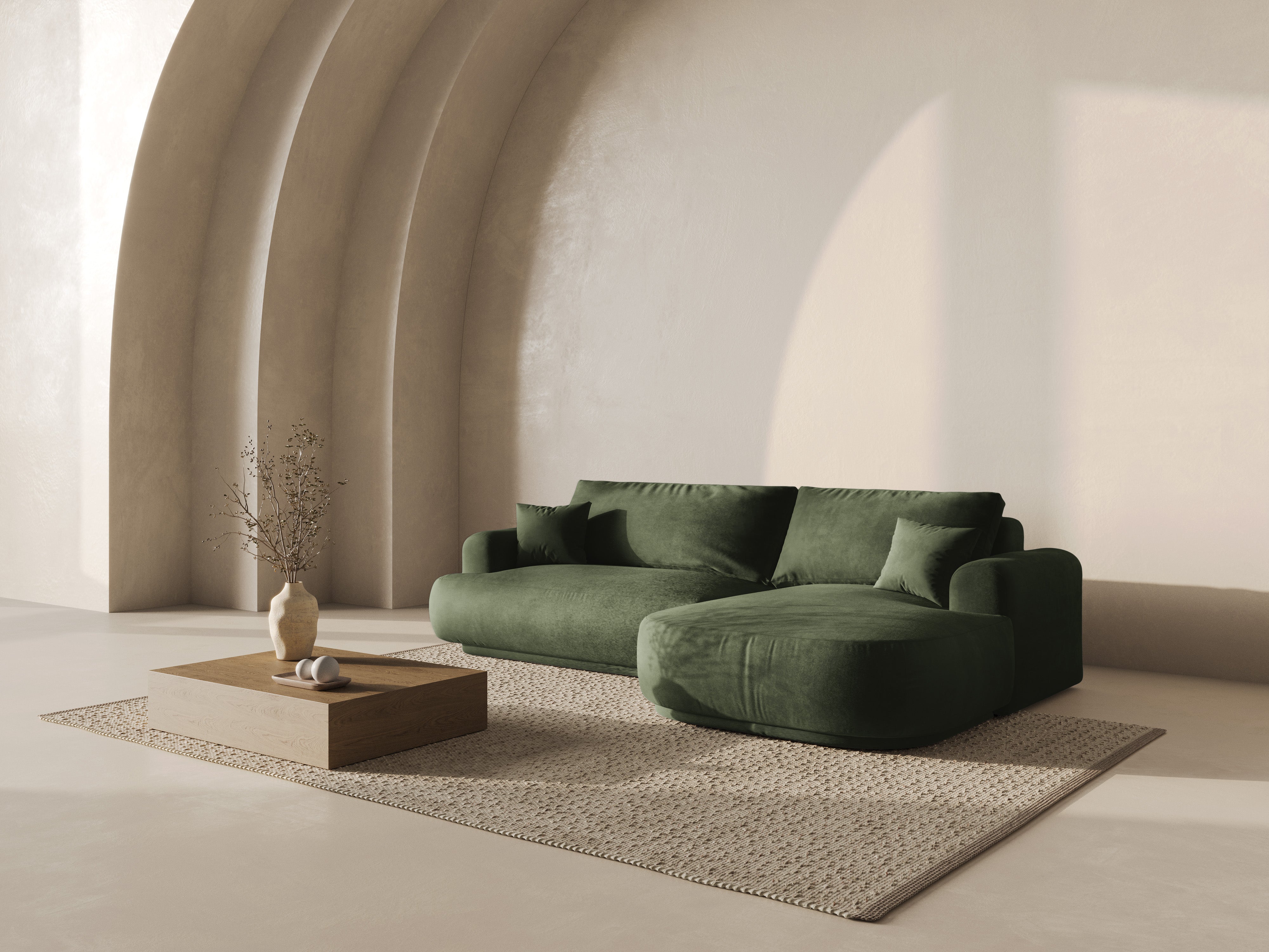 RECHTEN -SANDEL VELVET -Ecke mit Ella Zielony Schlaffunktion