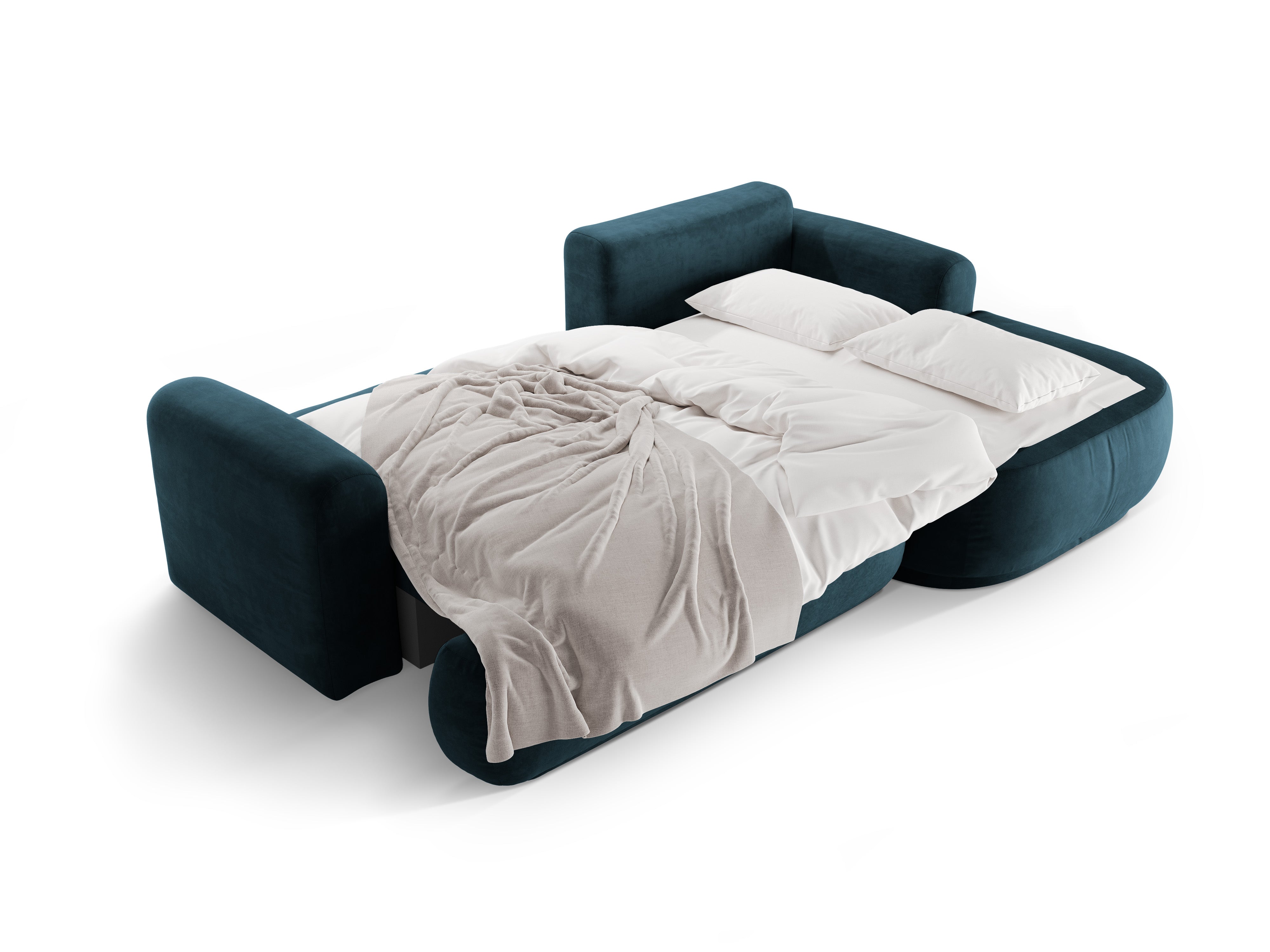 Samt rechts -Ecke mit Schlaffunktion Ella Benzin Marine Blau