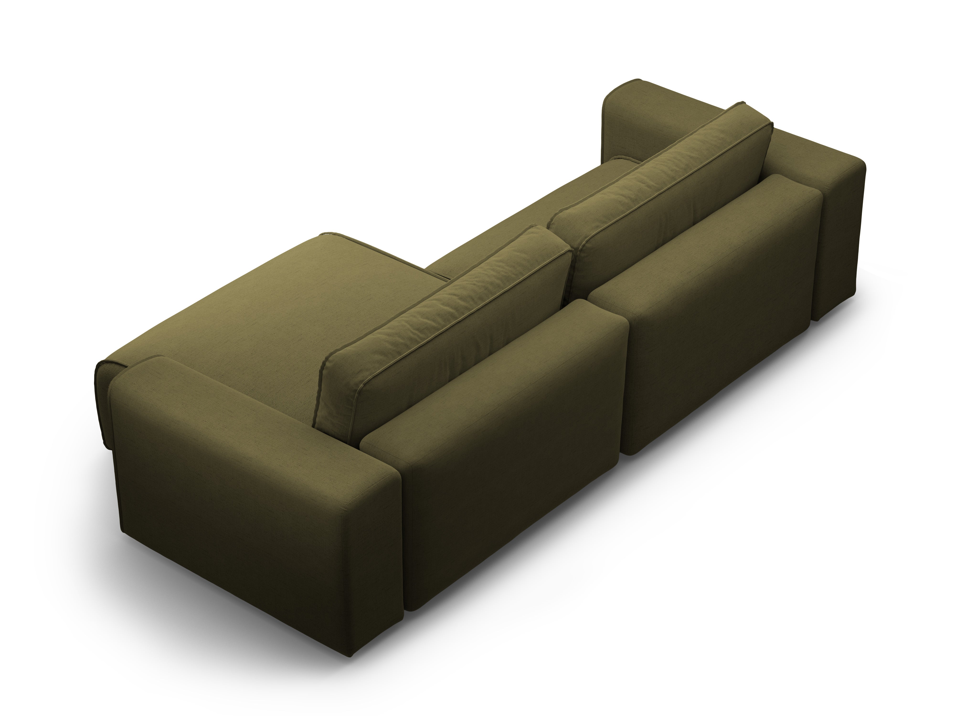 Rechtsseitige 3-Sitzer Schlafcouch VICTOR in grünem Chenille