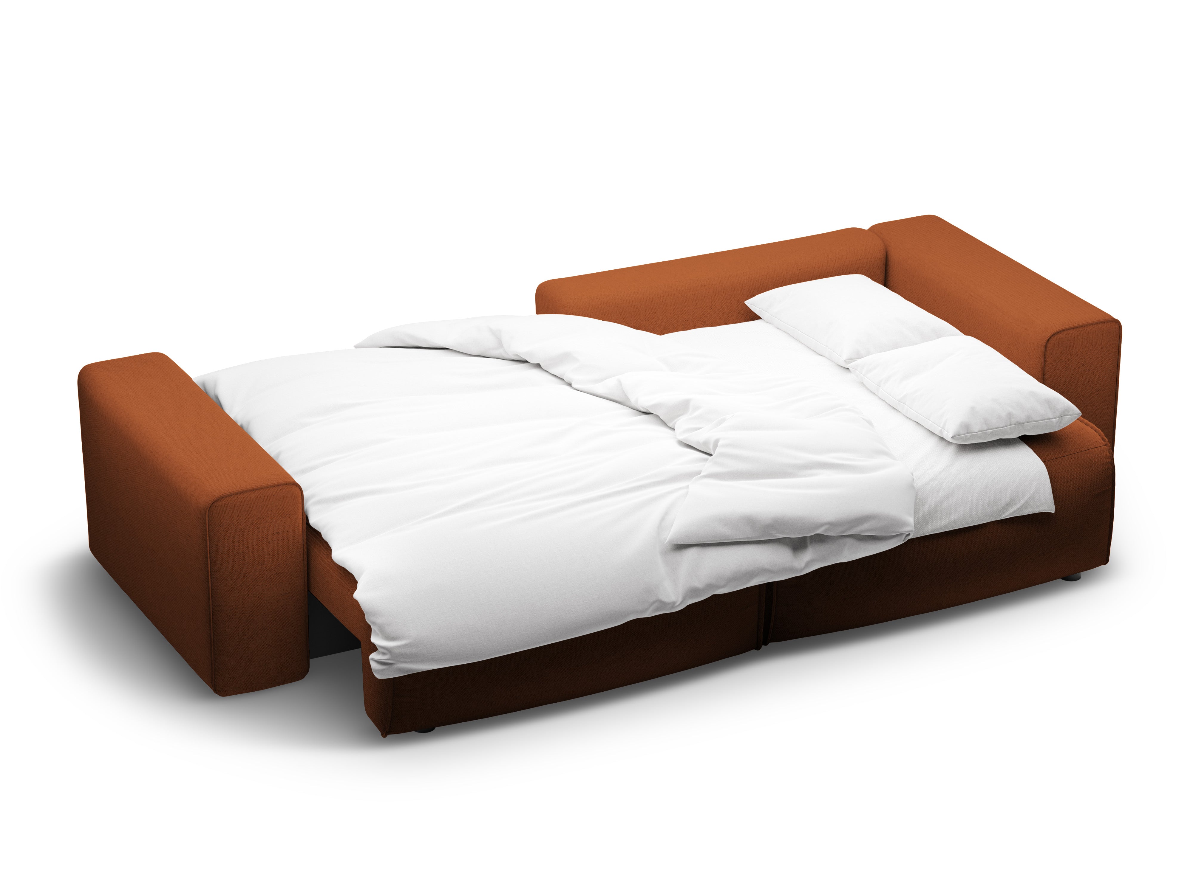 Rechtsseitige 3-Sitzer-Couch mit Schlaffunktion VICTOR ziegelroter Chenille