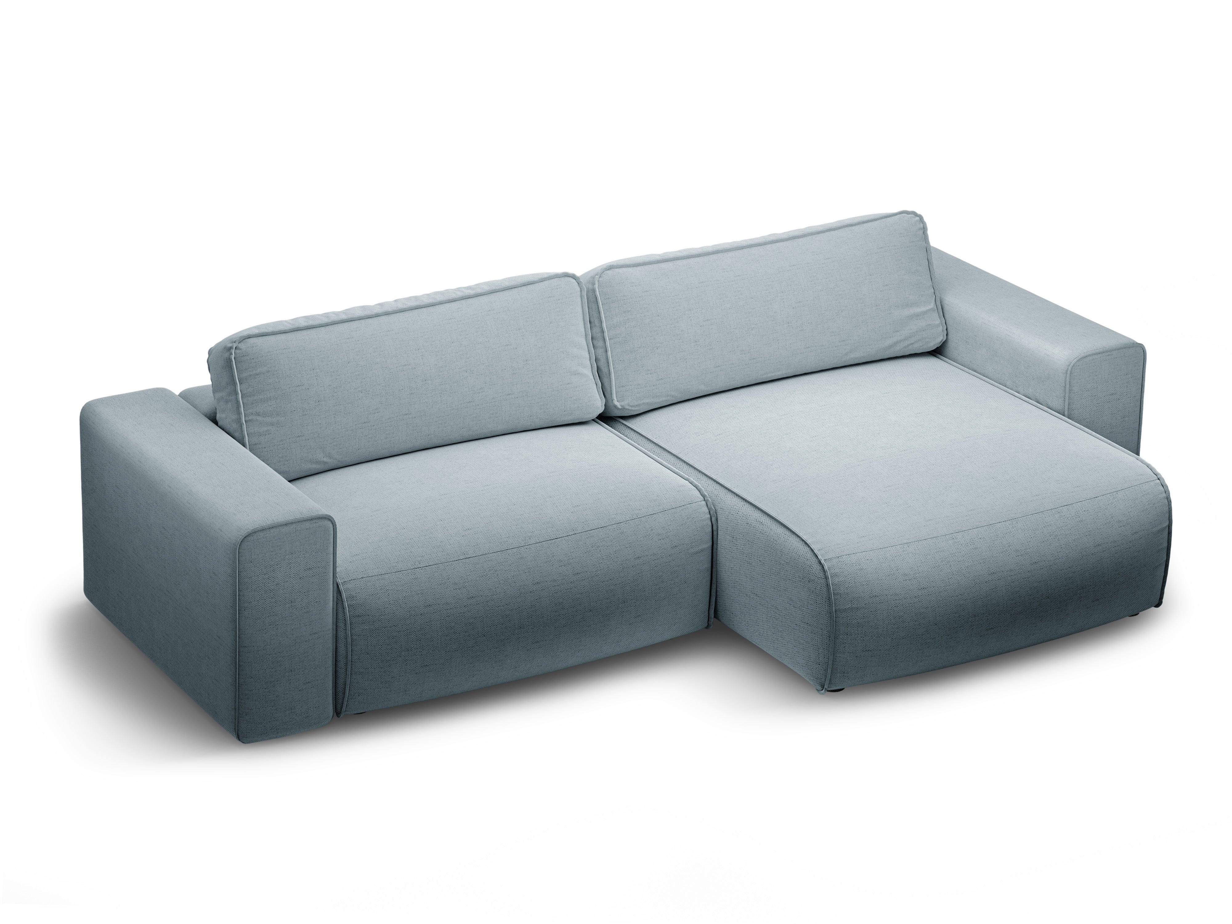 Rechtsseitige 3-Sitzer-Couch mit Schlaffunktion VICTOR in hellblauem Chenille