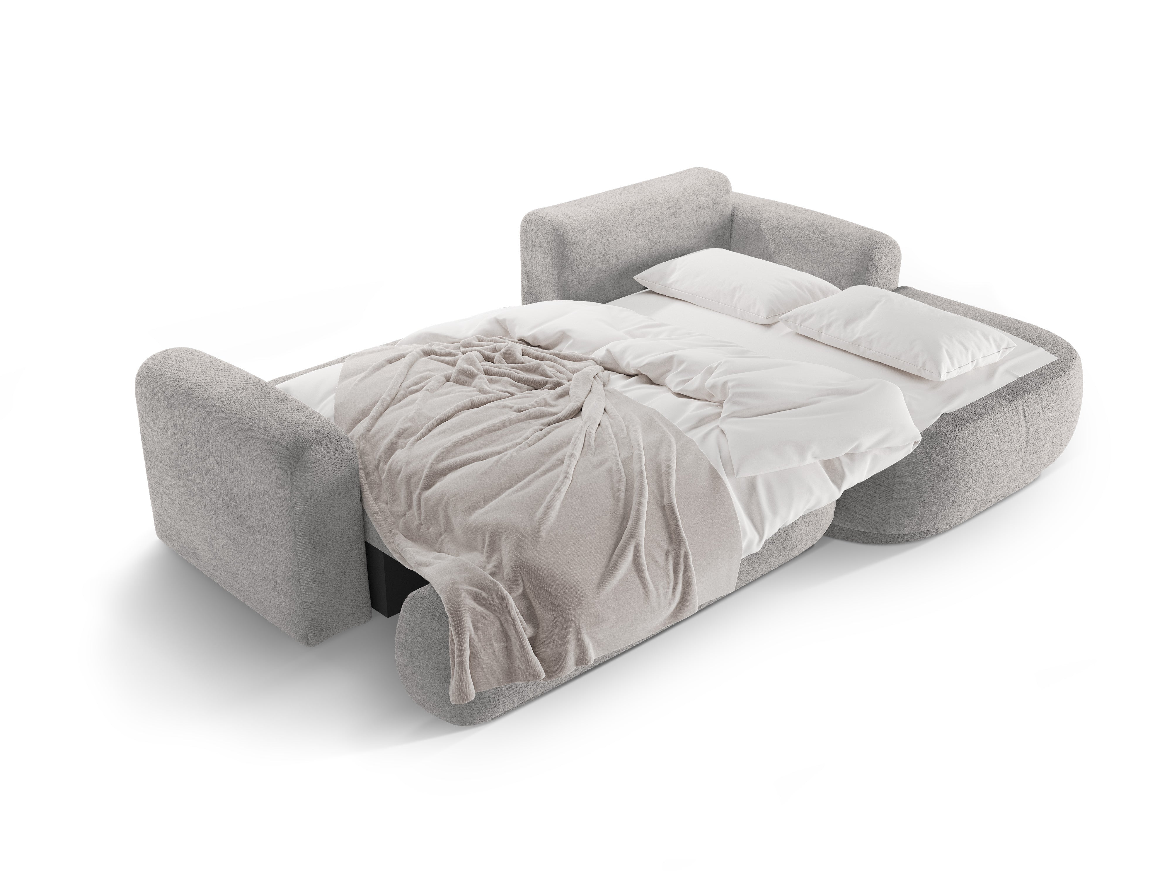 Rechthoekige bank met slaapfunctie ELLA lichtgrijs