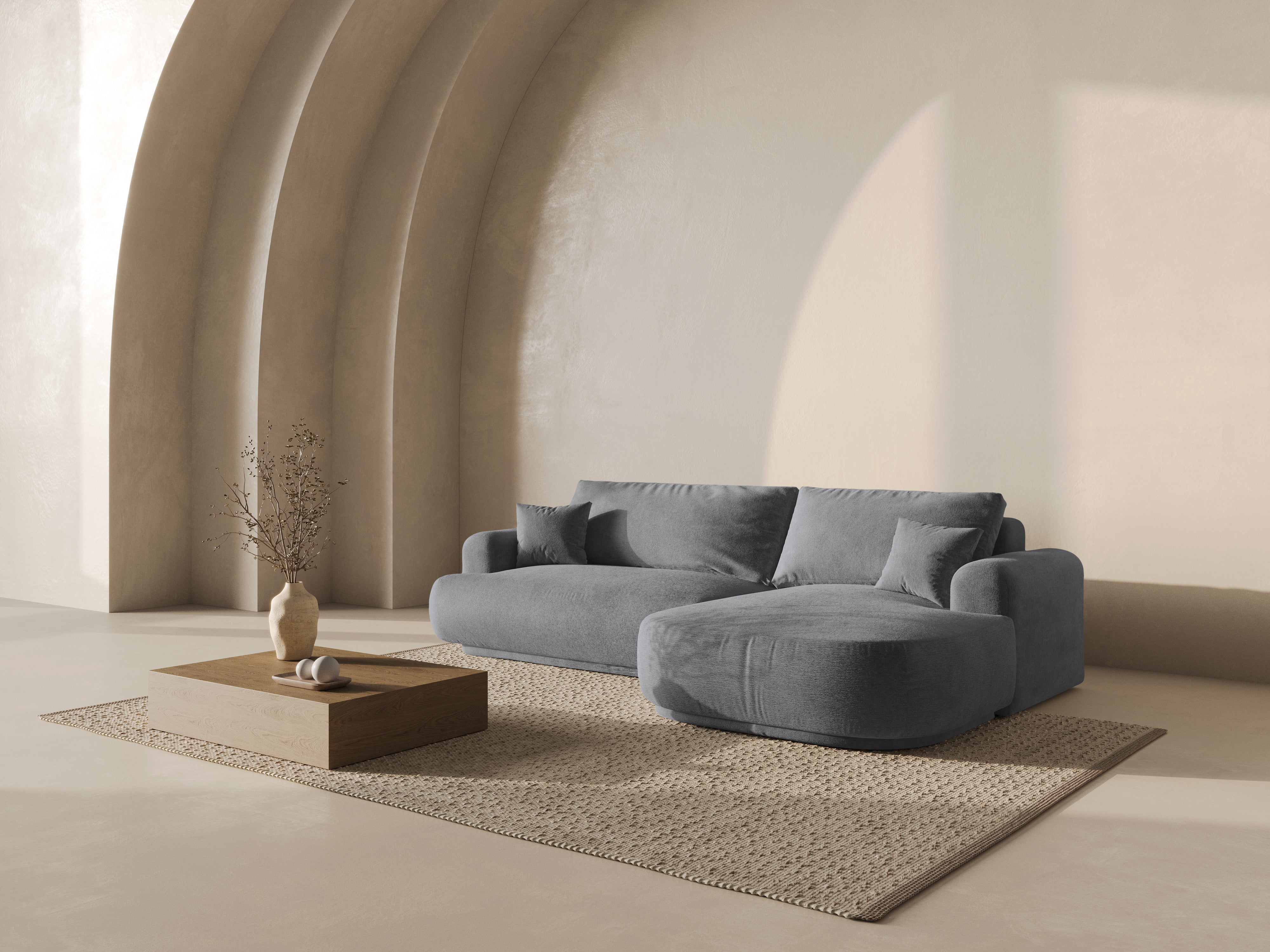 Rechthoekige bank met slaapfunctie ELLA grijs