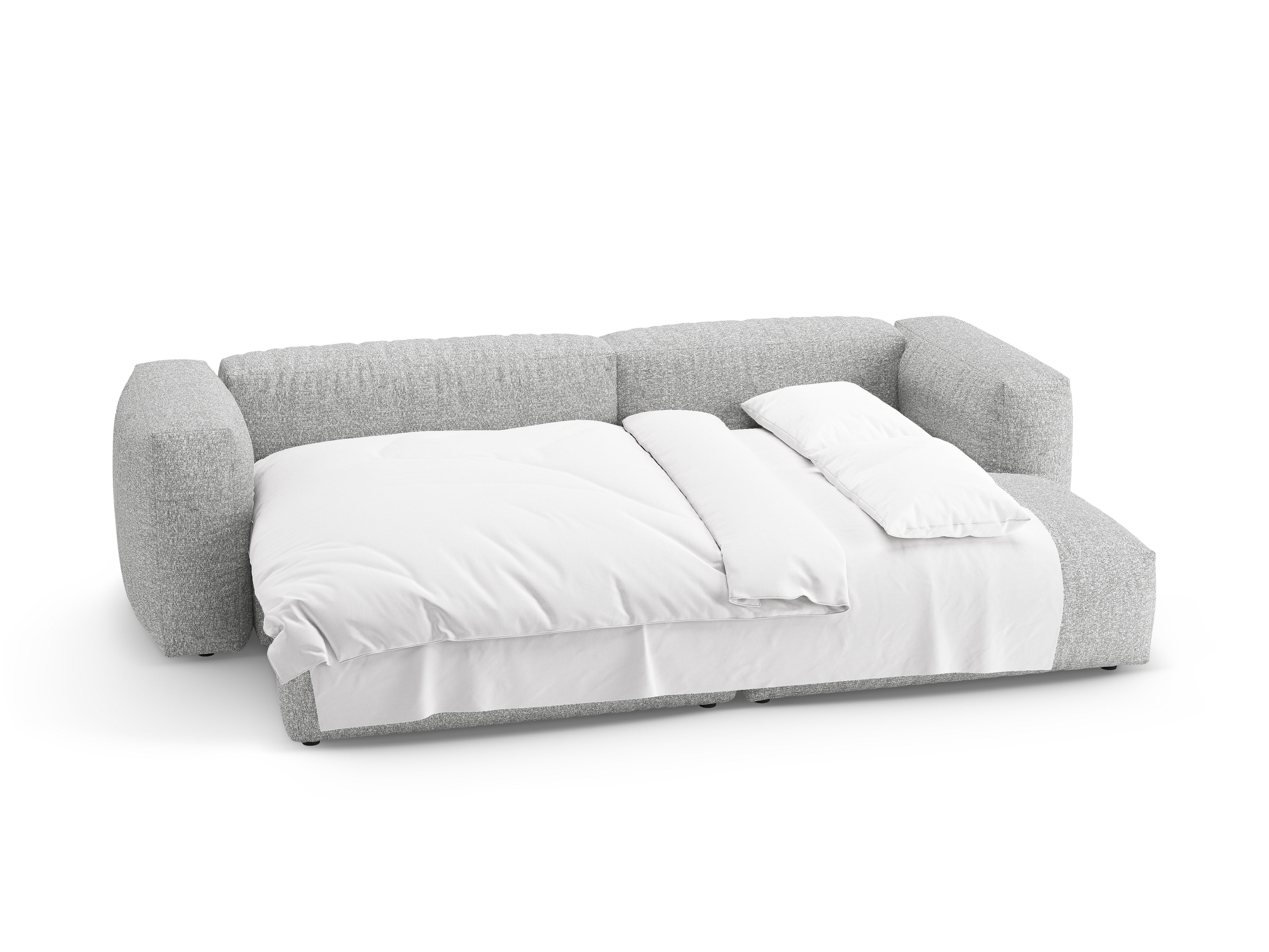 Right-facing corner sofa bed MARTINA silver boucle