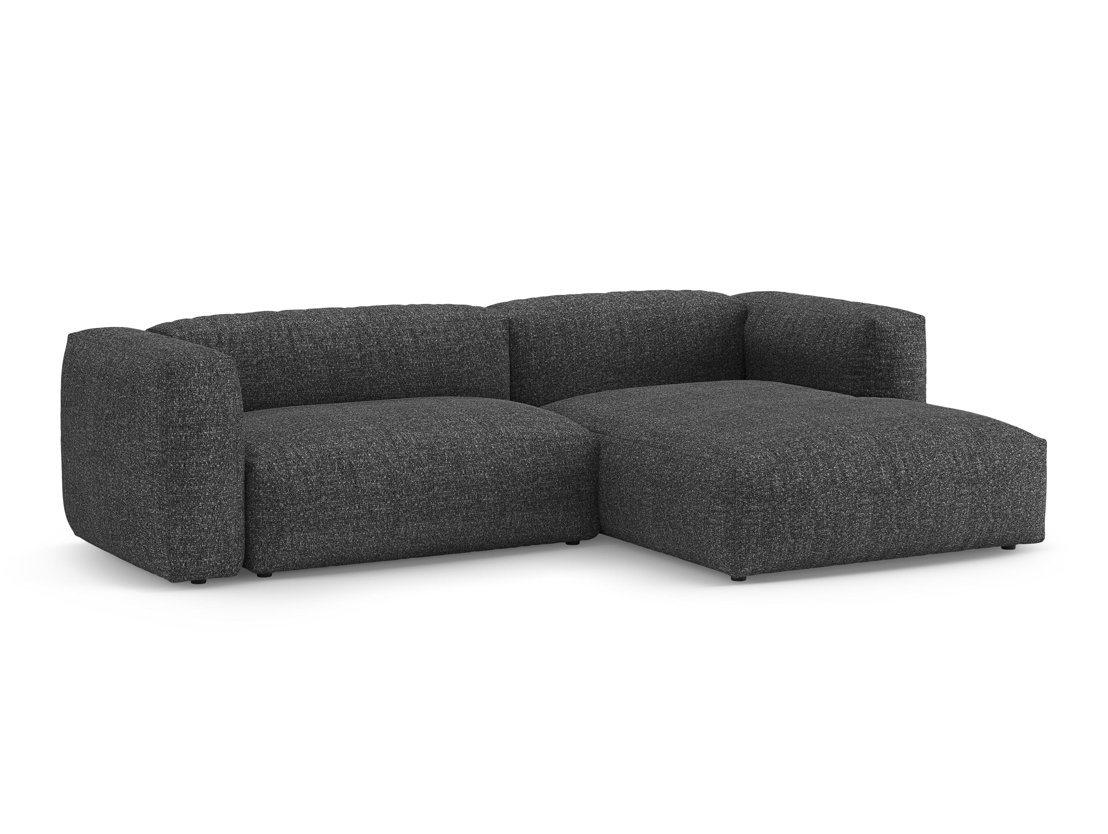 Rechtsseitige Schlafcouch MARTINA in anthrazitfarbener Boucle