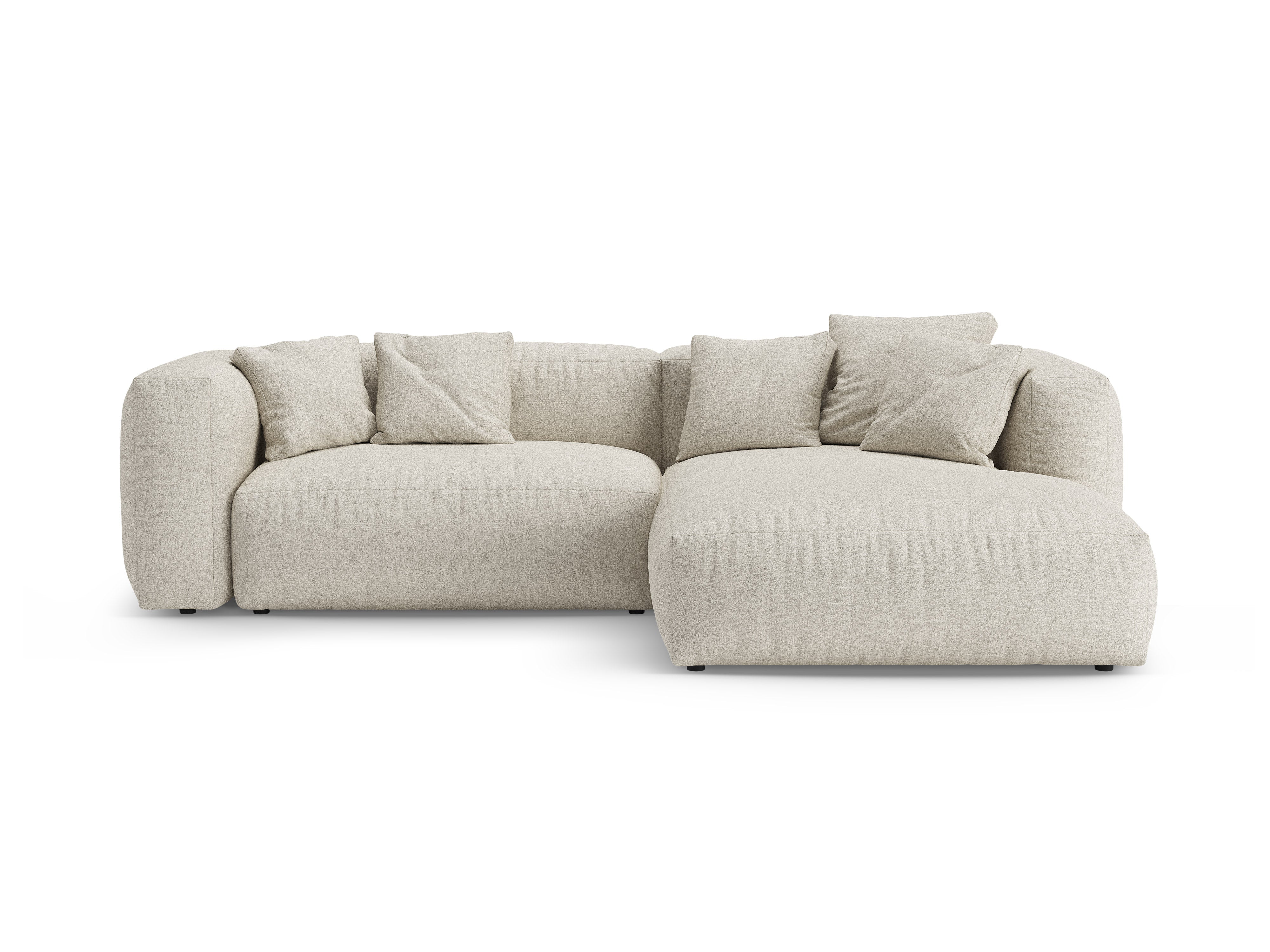Rechtsseitige Schlafcouch MARTINA in beigem Boucle