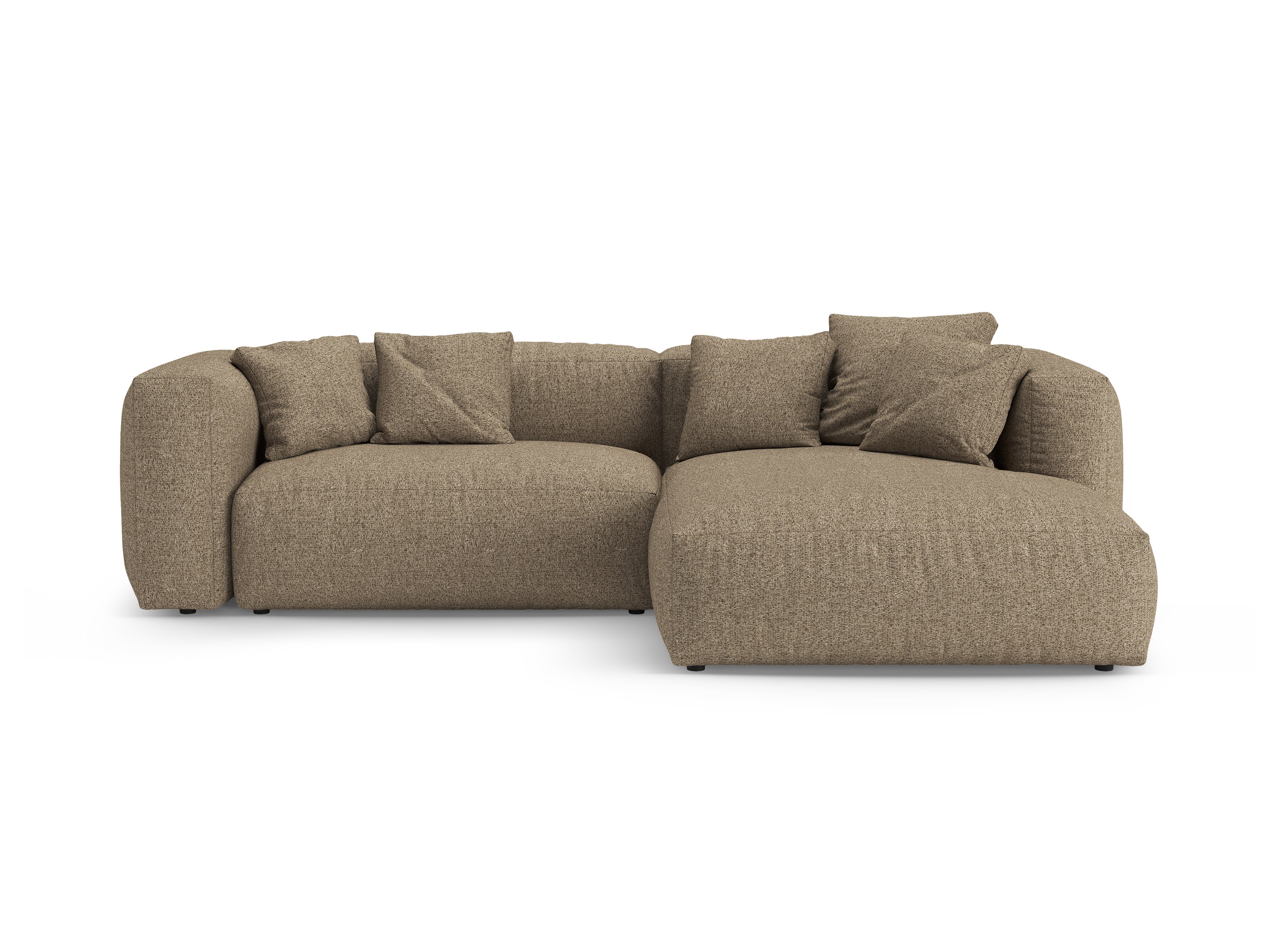 Rechtsseitige Schlafcouch MARTINA cappuccino Boucle