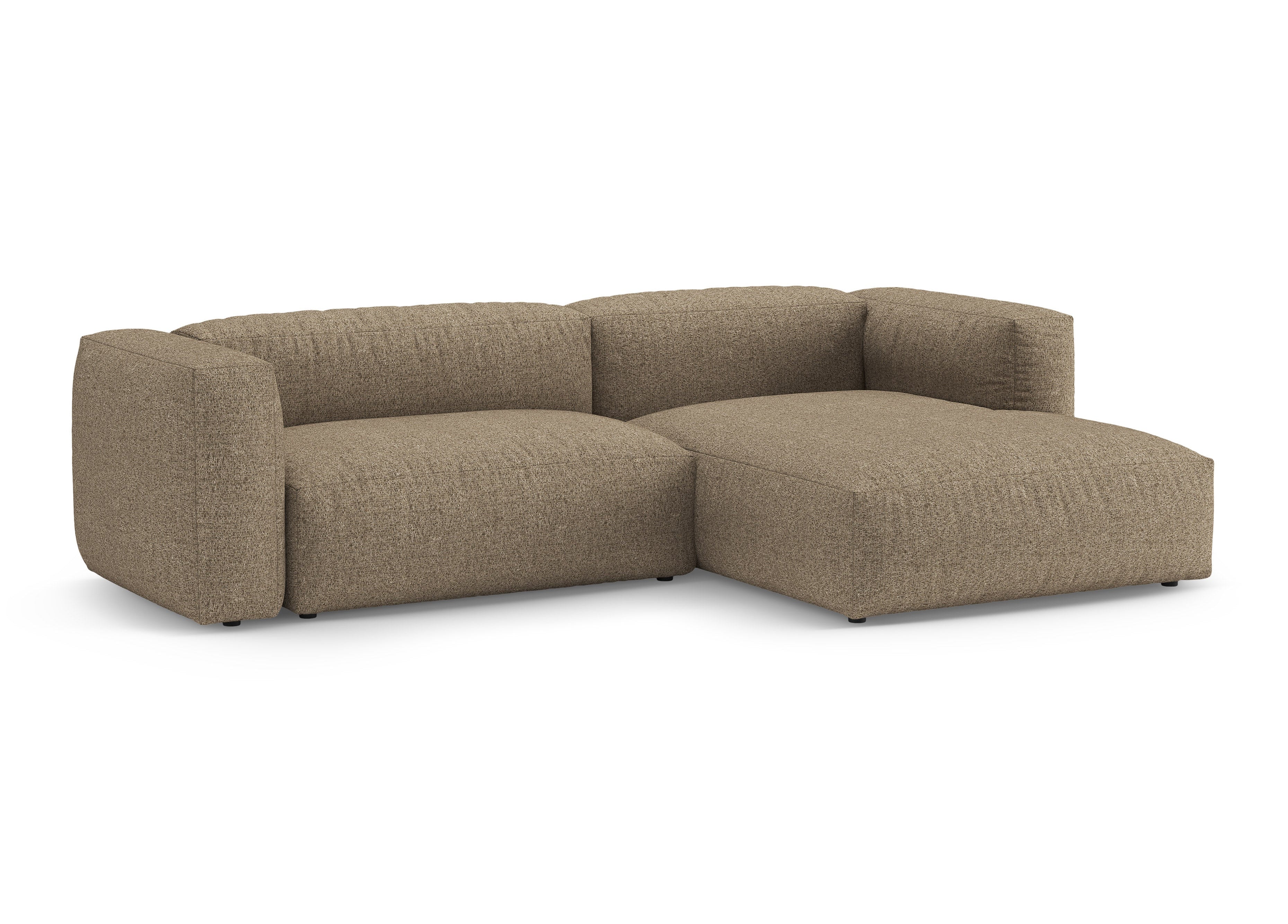 Rechtsseitige Schlafcouch MARTINA cappuccino Boucle